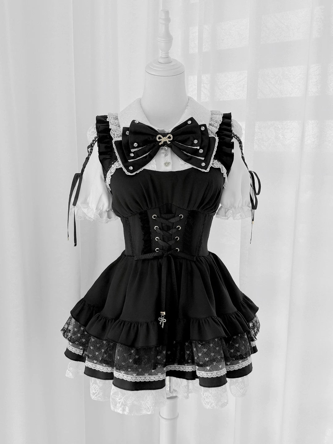 Heart Key Treasure Box Jirai Kei Plaid OP Twin Set