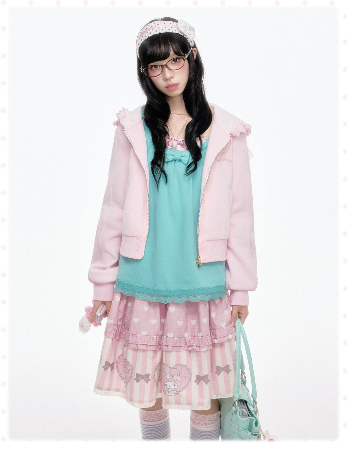 My Melody Pink Ruffle Hood Zip Up Sweatshirt Jacket