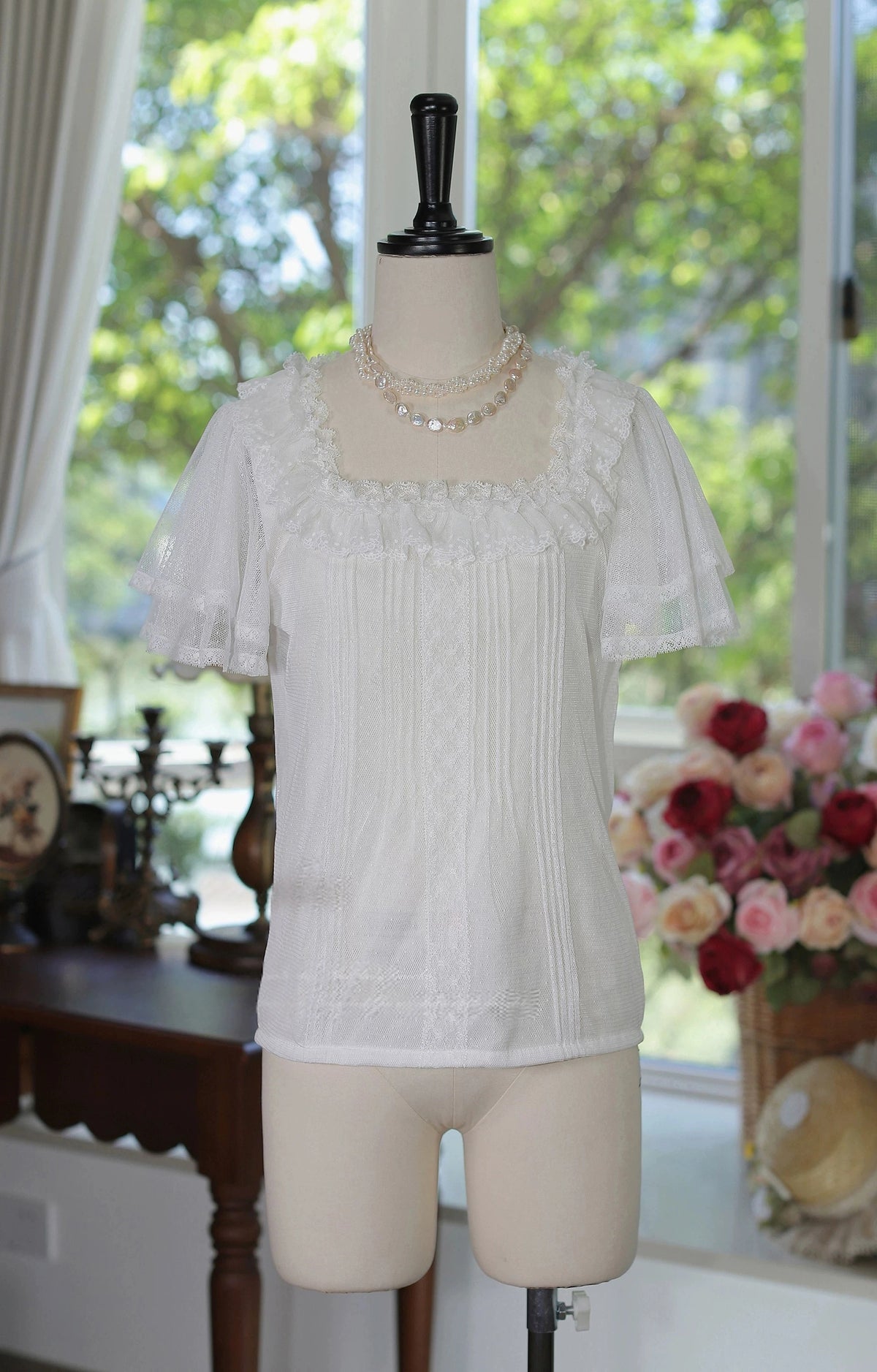 Jardin Garden Square Neck Flutter Sleeve Lolita Blouse