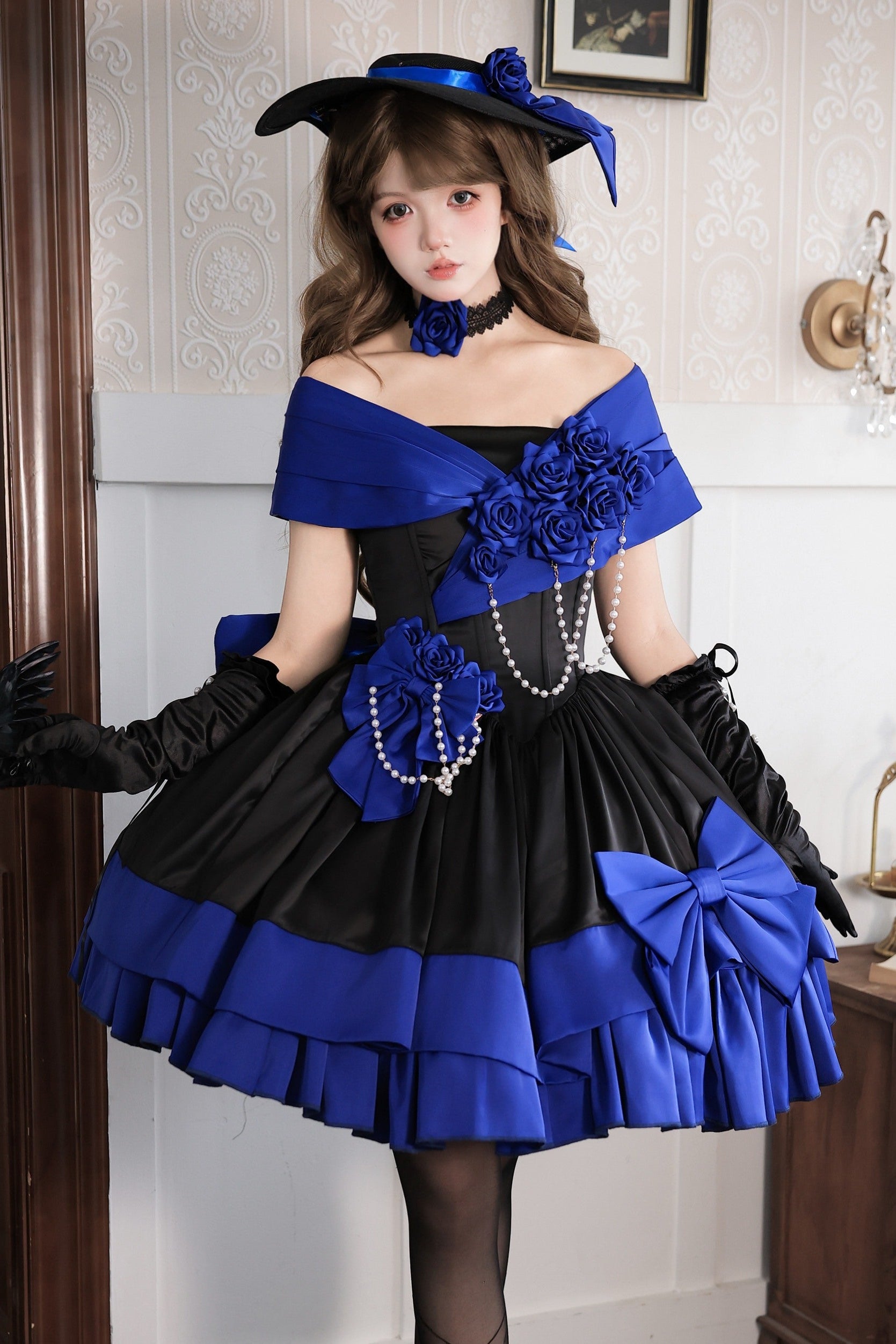 Treasure Chest Rose Lolita Blue Dress