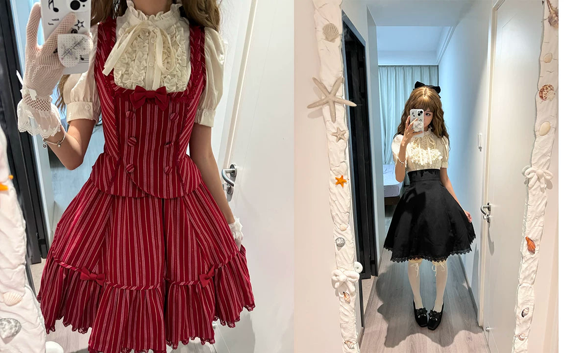 Twilight Veil Sweet Lolita Striped Short Sleeve Blouse