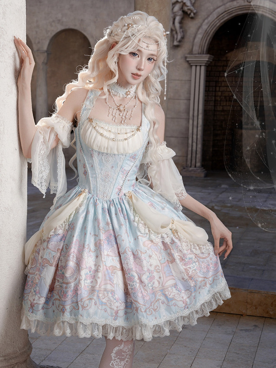 Moon‑Veil Zodiac Elegant Retro Ancient‑Greek Lolita JSK Dress