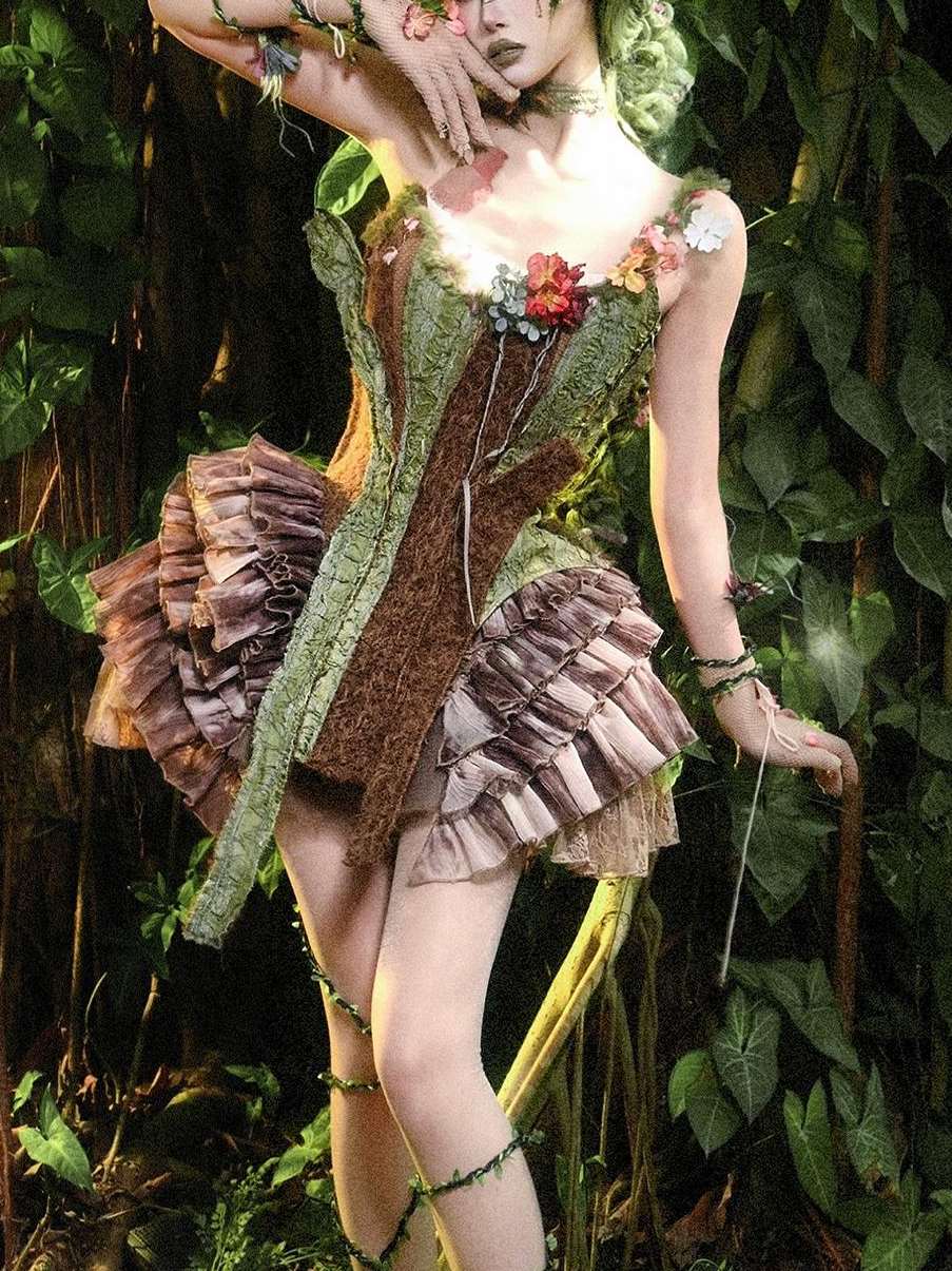 Lolita Elegant Fishbone Vest Ruffled Outfit set LG1018