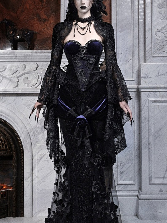 Lolita Gothic Fishbone Velvet Dress Set LG1010