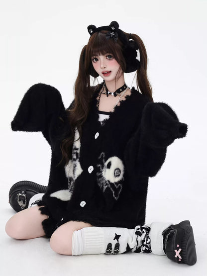 Soft Alternative Y2K Faux Fur Knit Cardigan Sweater LE1028