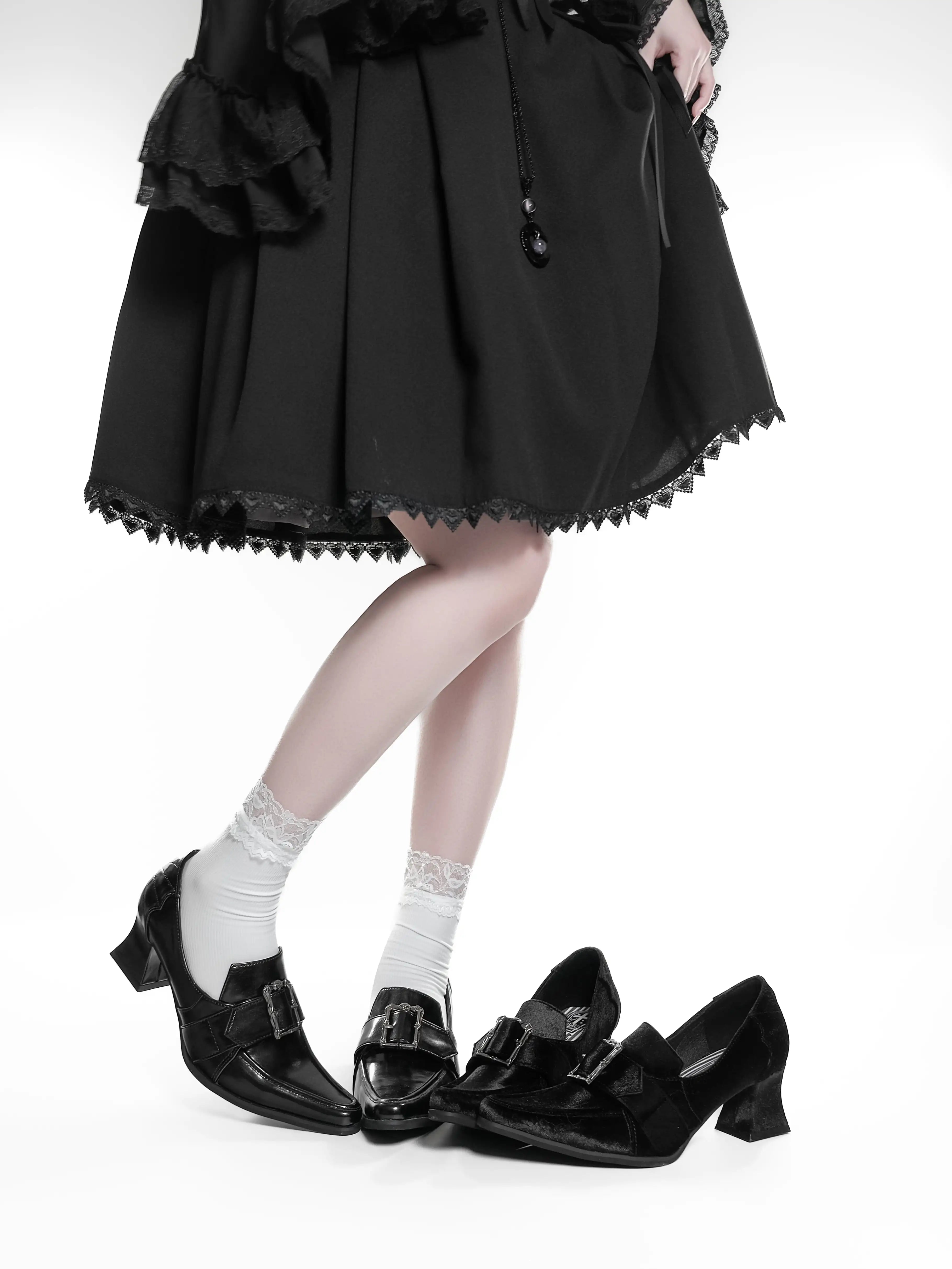Nocturna Witch Gothic Velvet Pointed Toe Goblet Heel Lolita Pumps