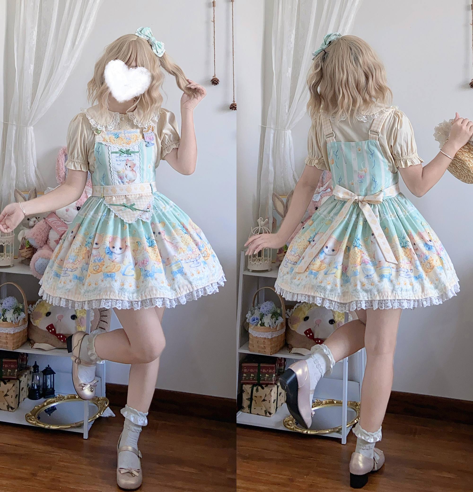 Pineapple Mew Lolita Sweet Print Dress