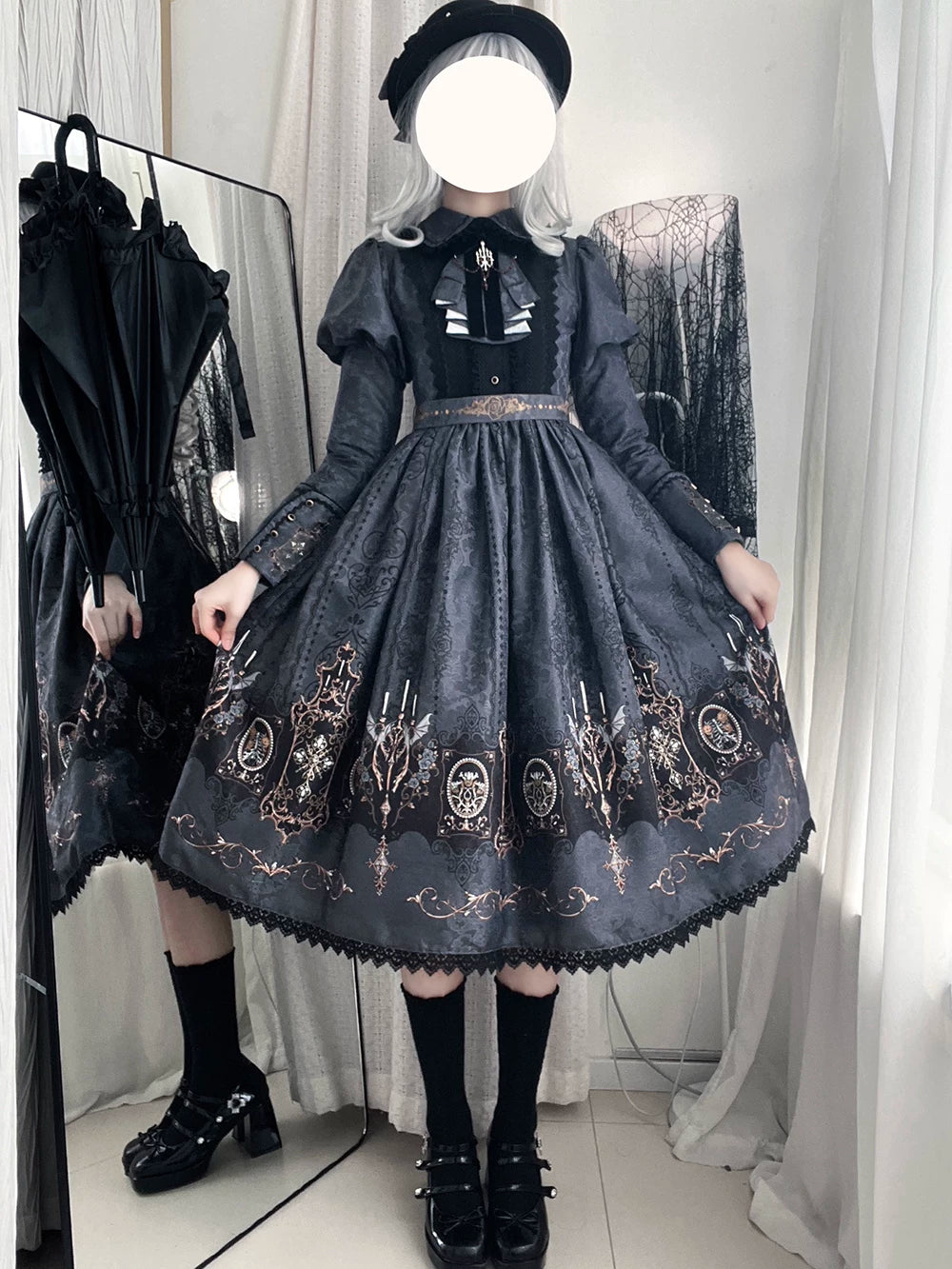 Blood Night Lamplighter Gothic Vintage Lolita OP Dress & SK Skirt