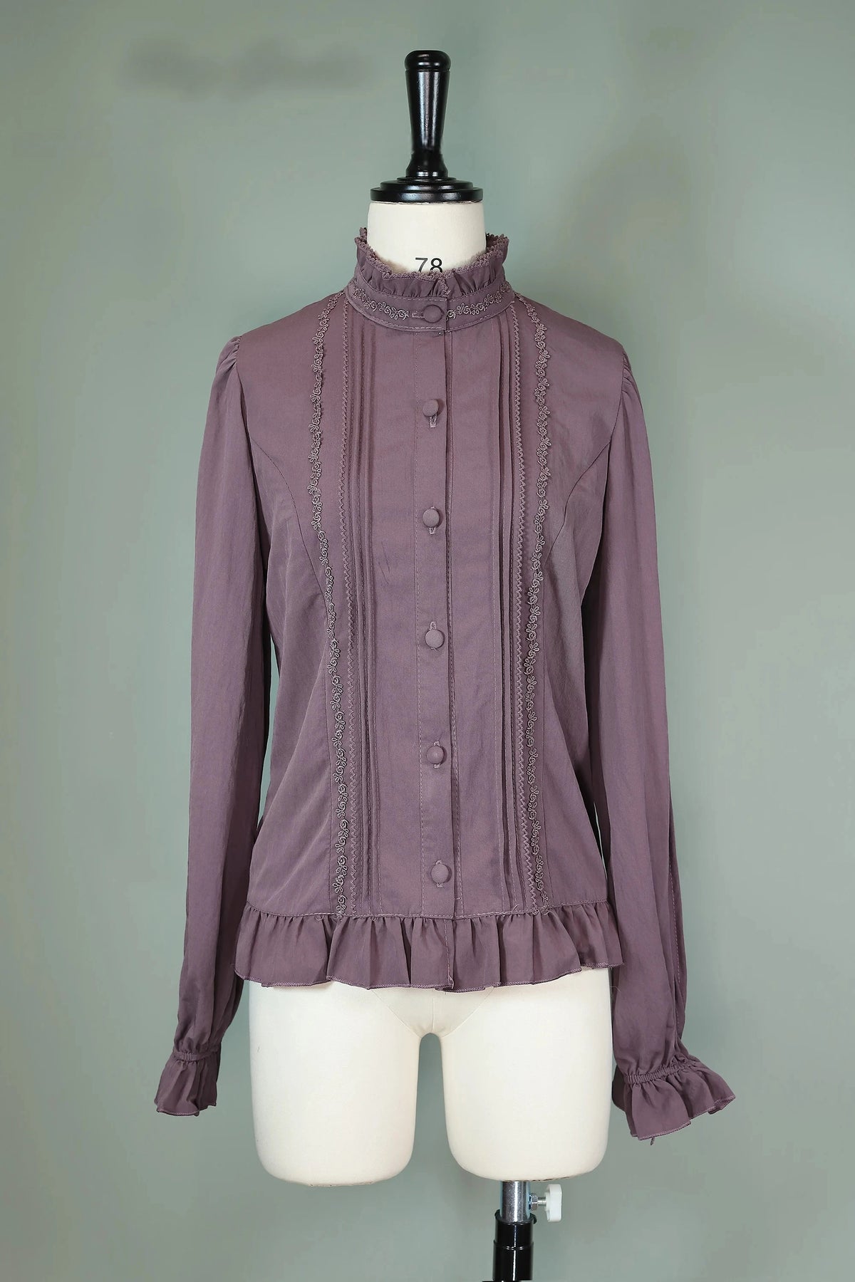 Morning Mist & Letter Paper Stand Collar Classic Lolita Blouse