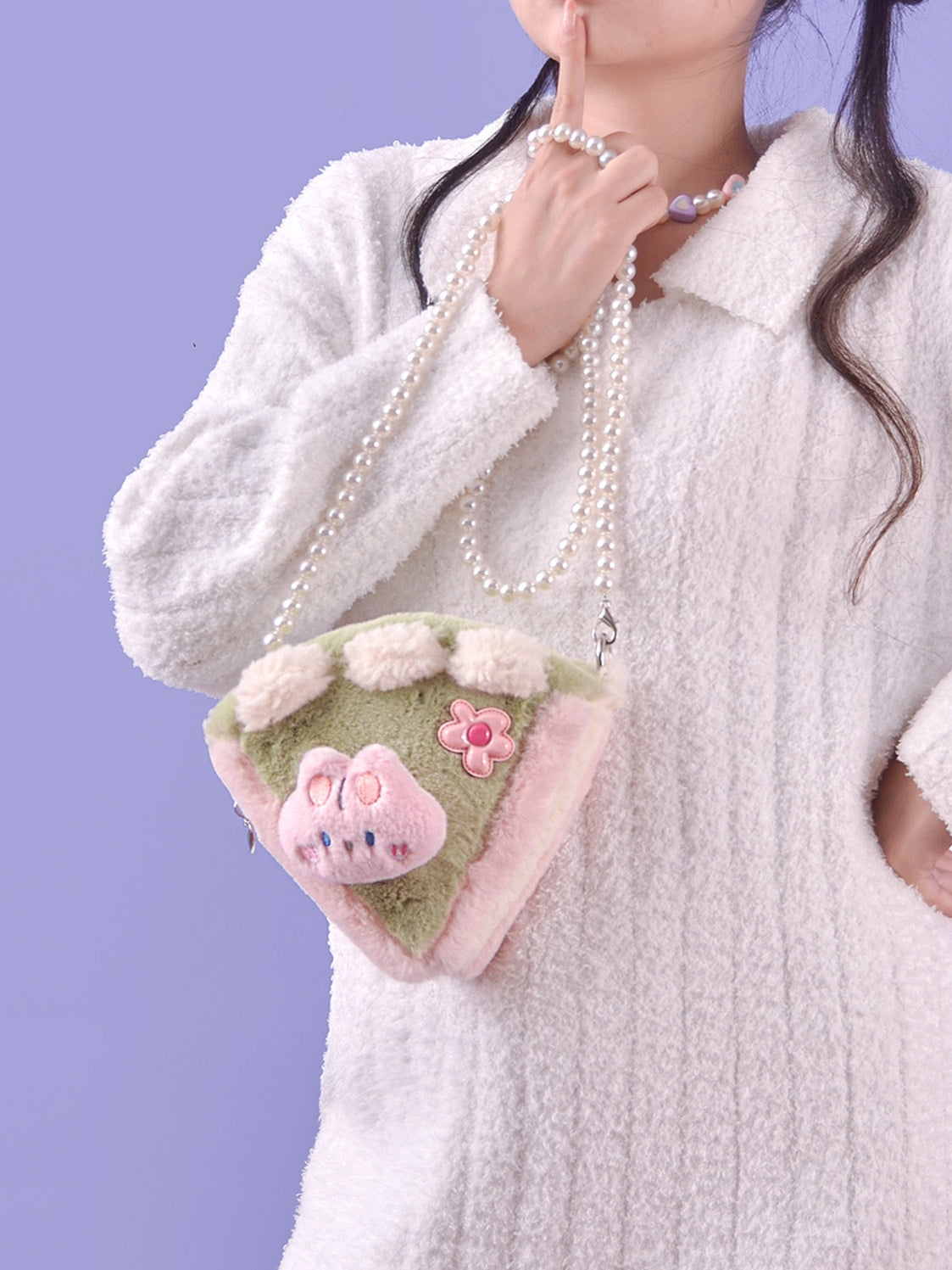 Matcha Cake Kawaii Plush Mini Storage Crossbody Bag