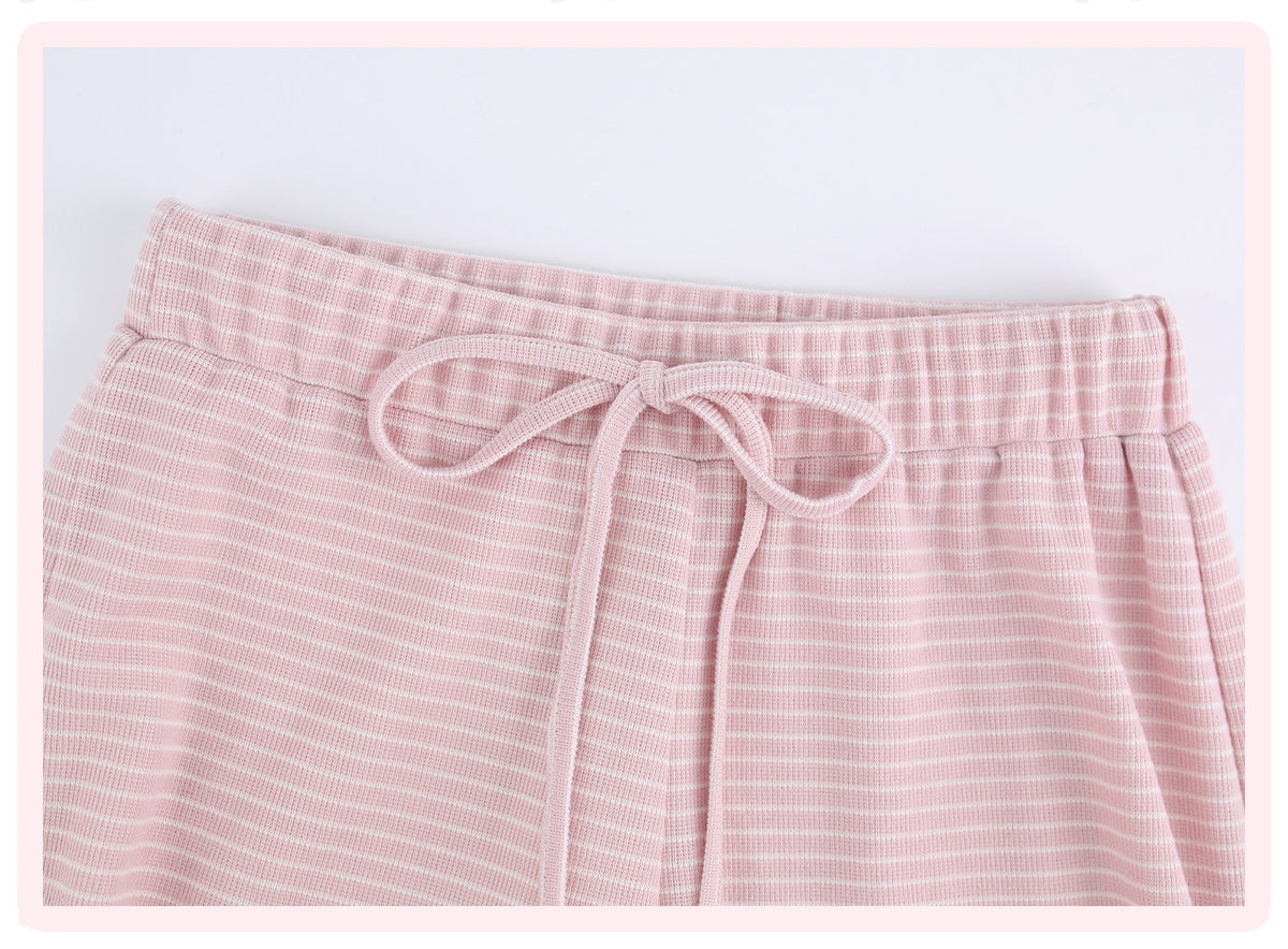 Pink Tide Dream Pink Cardigan White Polka Dot Cami Pink Striped Pants Set