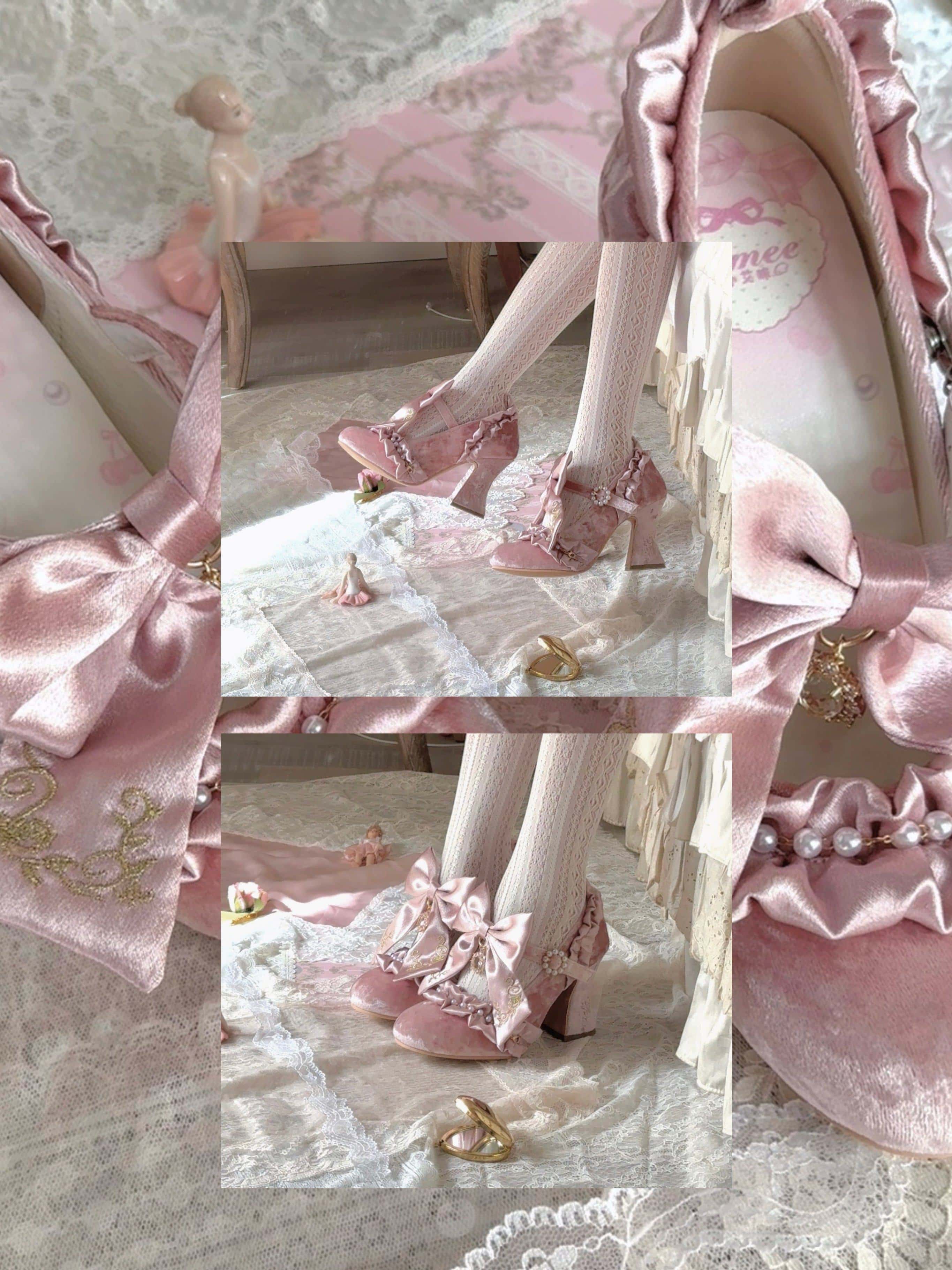 Ribbon Hymn 1.0 Lolita Vintage Heavy Craft Bridal Heels