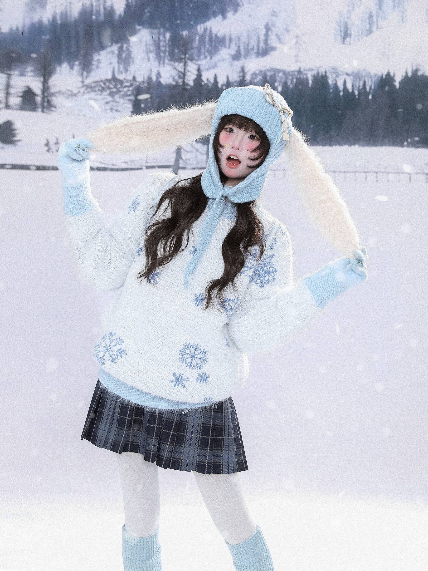 Winter Fluffy Mohair Warm Snowflake Top Sweater MGD0008