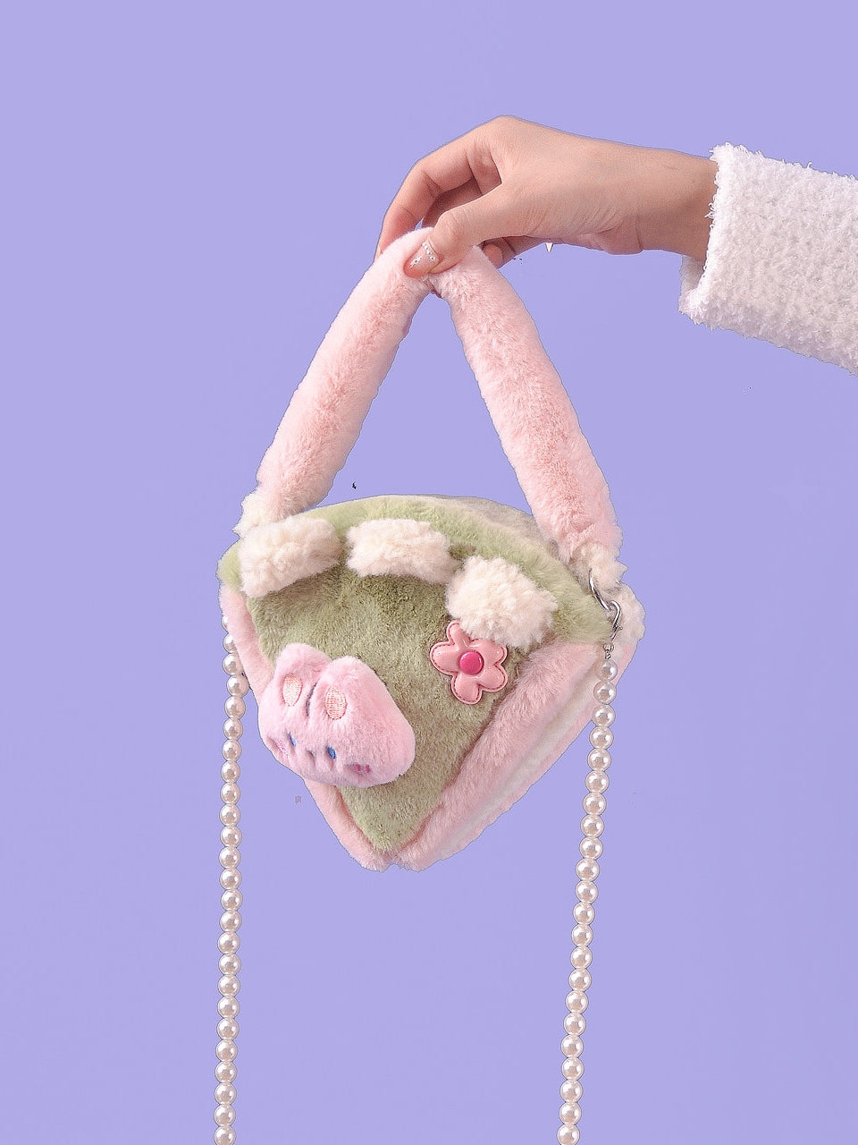 Matcha Cake Kawaii Plush Mini Storage Crossbody Bag