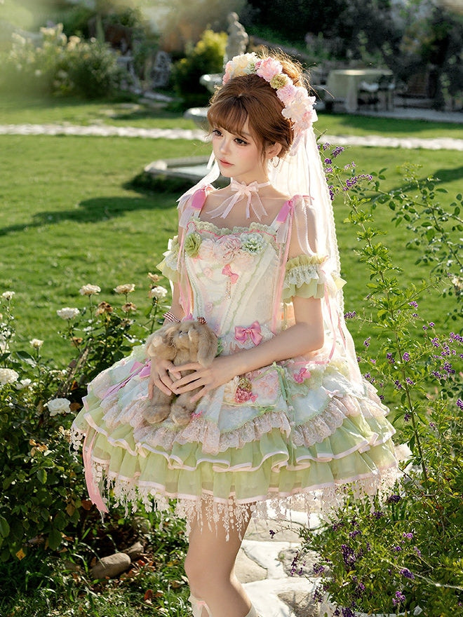 Blossom Summer Sweet Ballet Lolita Floral JSK Set