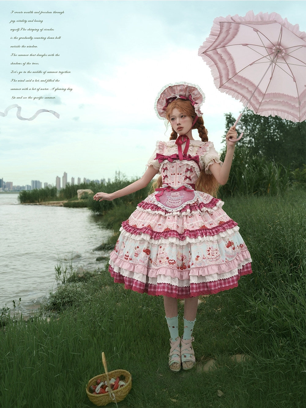 Cherry Cake Lolita Sweet Pink JSK Dress