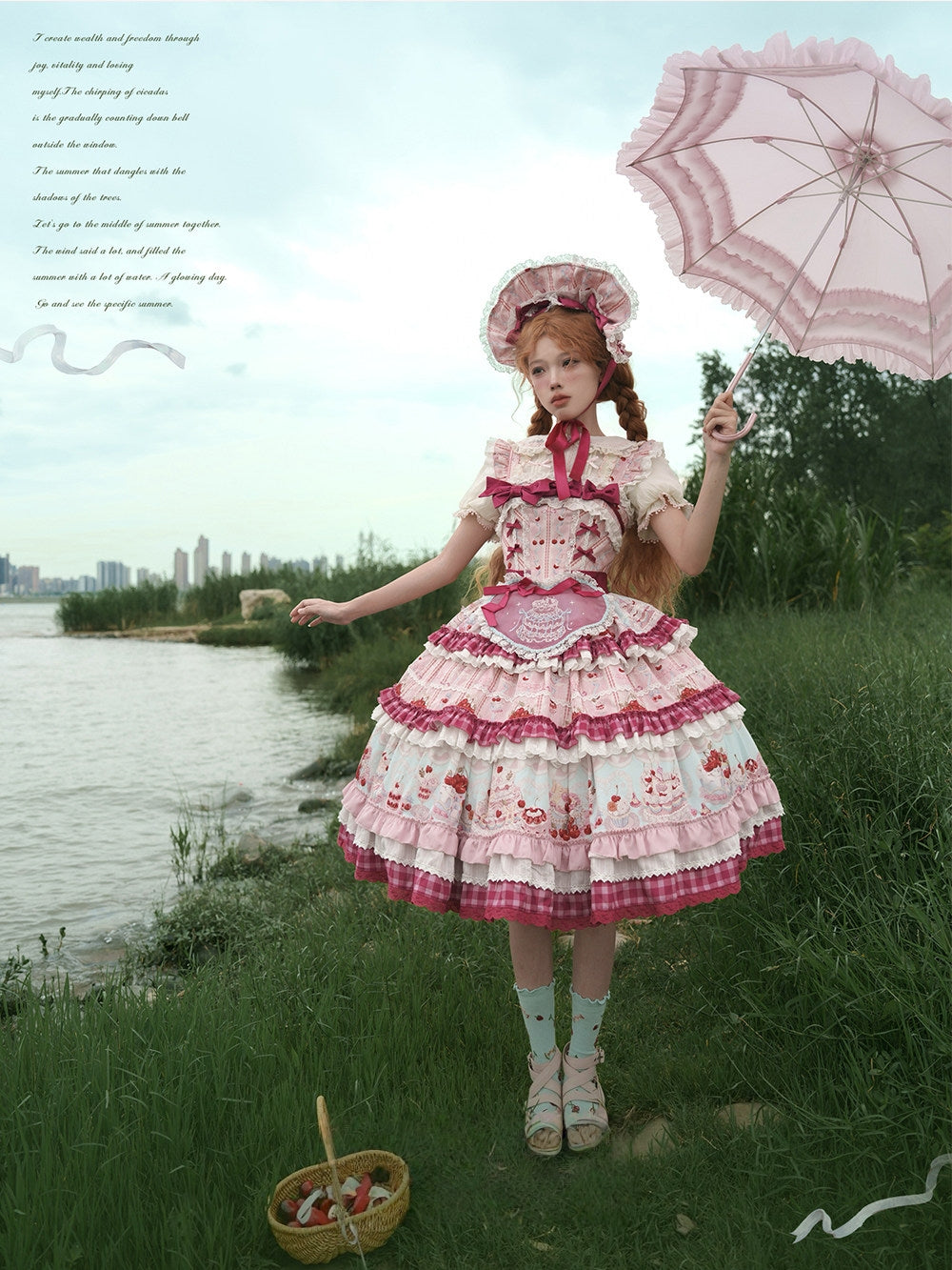 Cherry Cake Lolita Sweet Pink JSK Dress