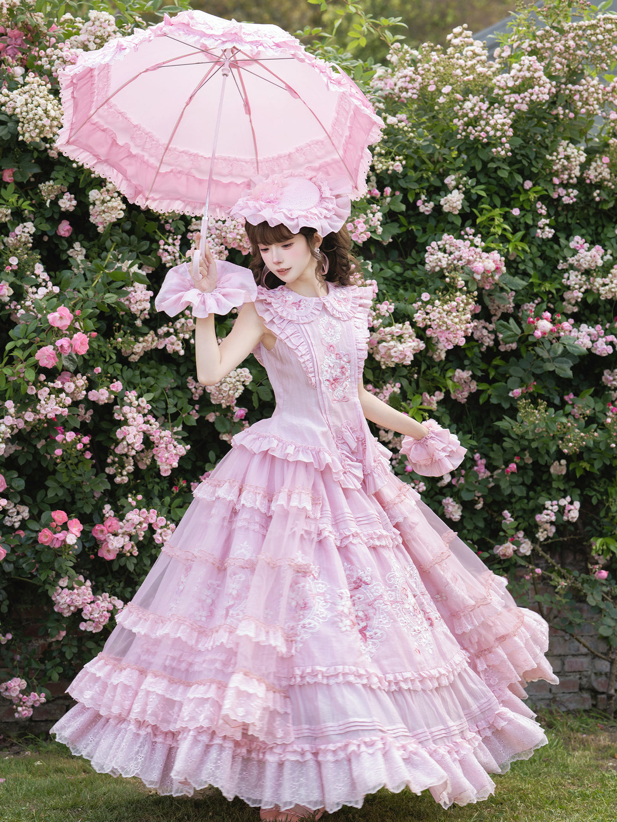 Pink Rose Elegant Classic Lolita Original Bridal Princess Dress