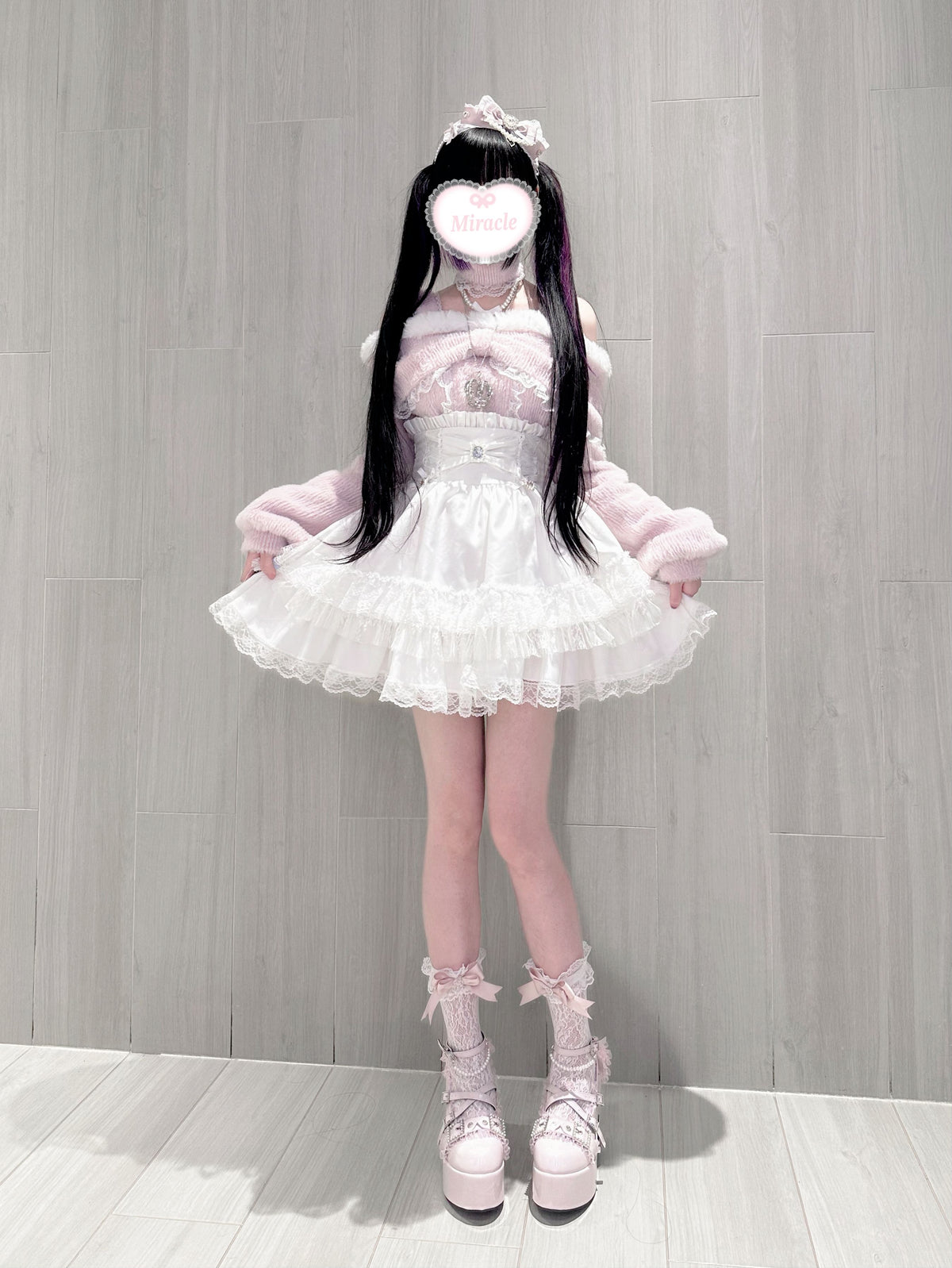 Lace Trim Bow Detail Lolita Mini Half Skirt