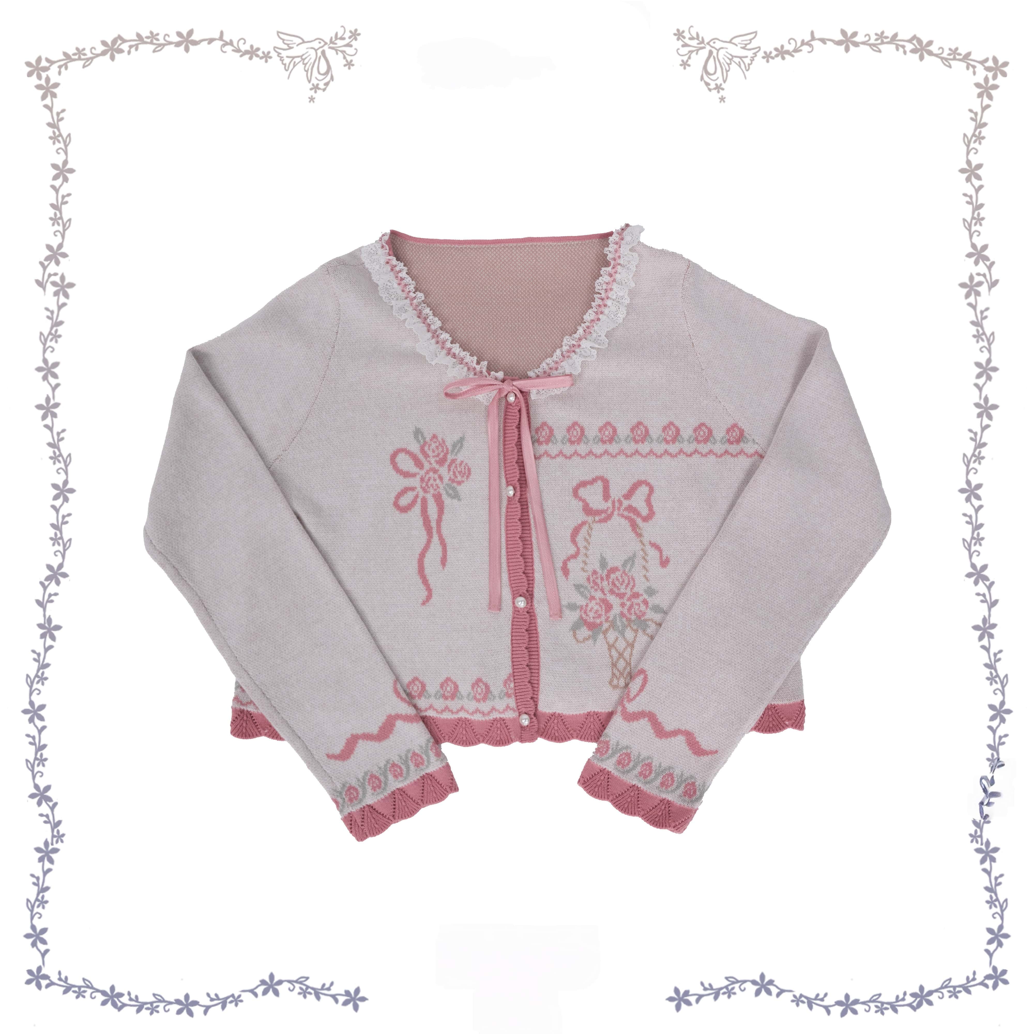 Iris Clock Lolita Flutter Sleeves Printed OP & Cut‑Work Embroidered Lapel JSK