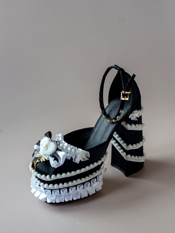 Cream Dopamine Lolita Sweet‑Girl Alt‑Y2K High‑Heel Shoes