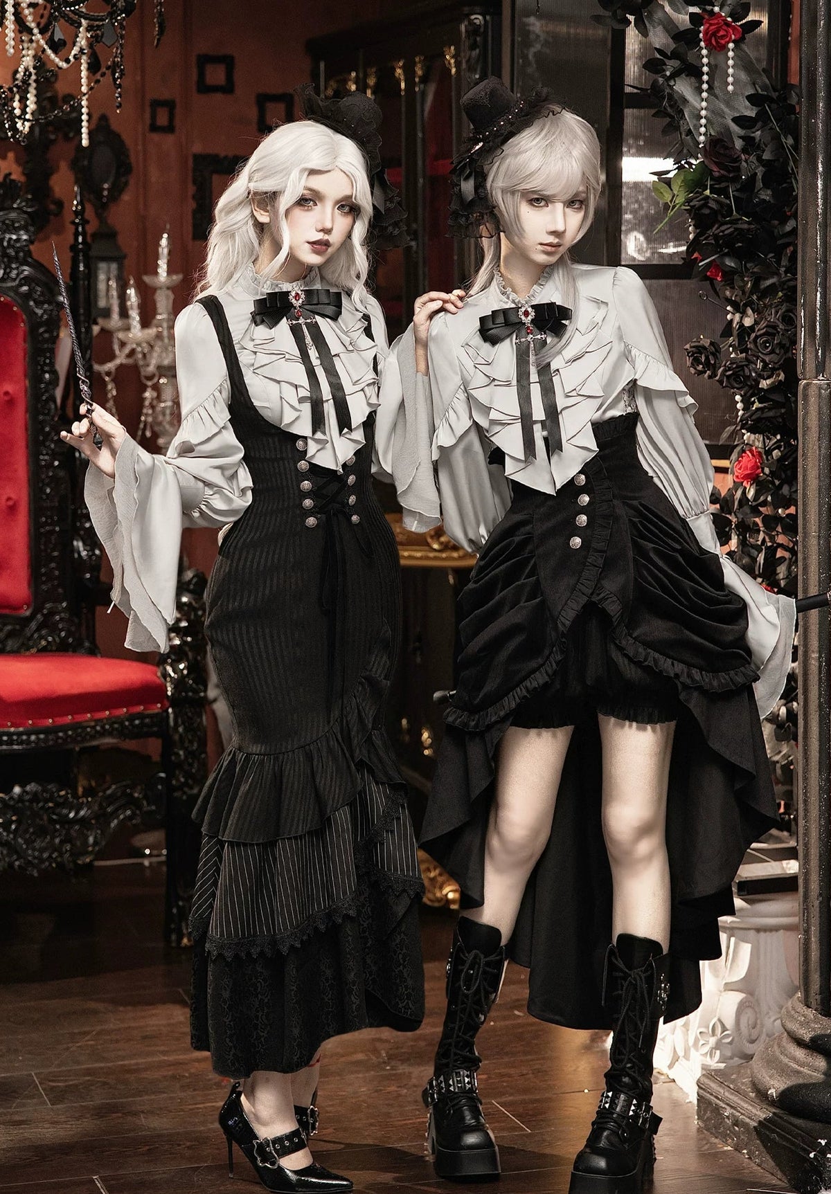 Night Crow Lolita Gothic Mermaid Skirt & Ouji Couple Set