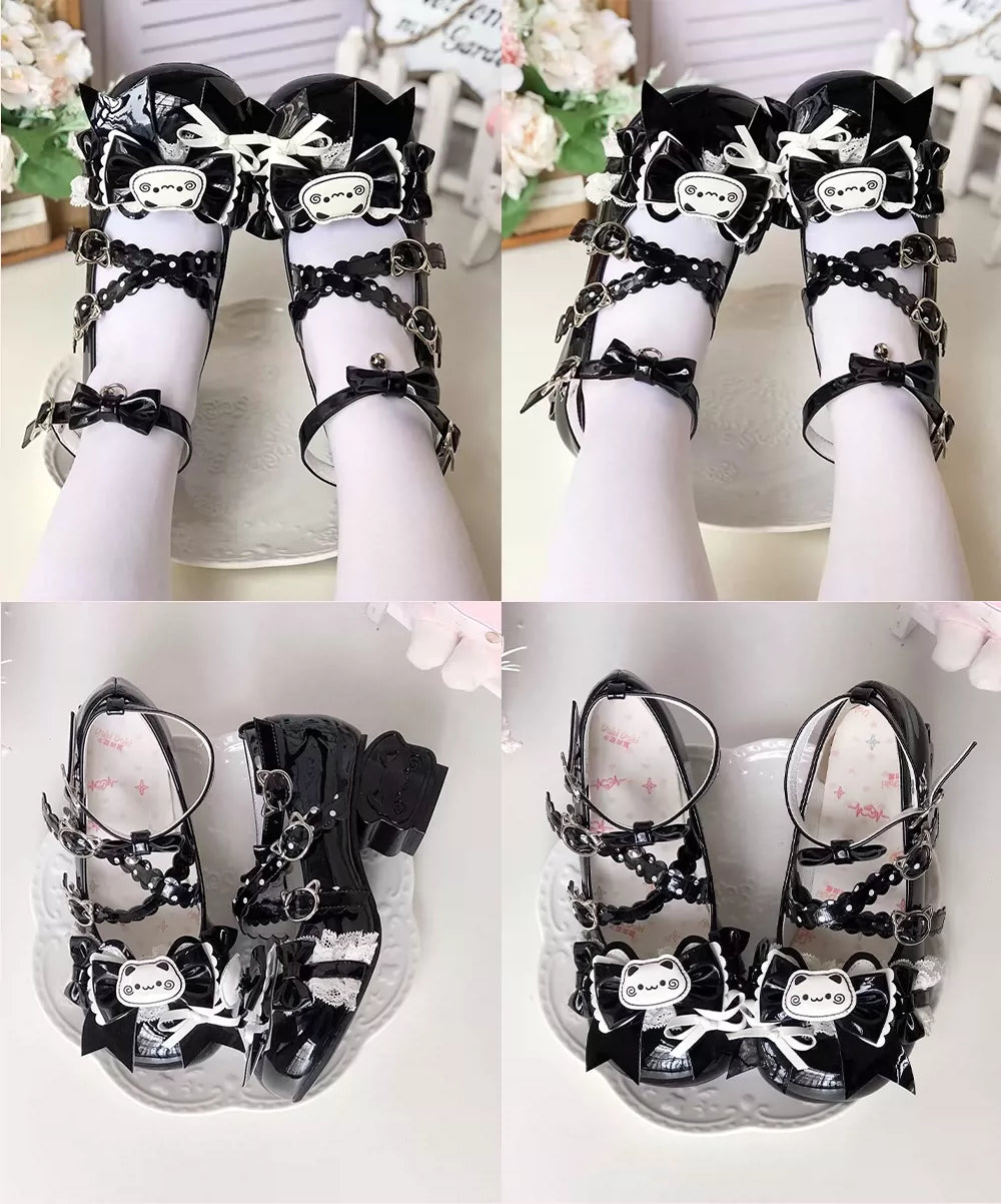 Sweet Lolita Cat Heel Mary Jane Bow and Bell Charm Shoes