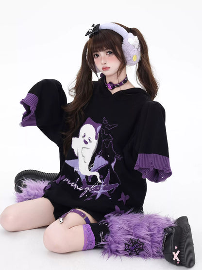 Y2K Ghostie Color-Block Knit Sweater LE1029