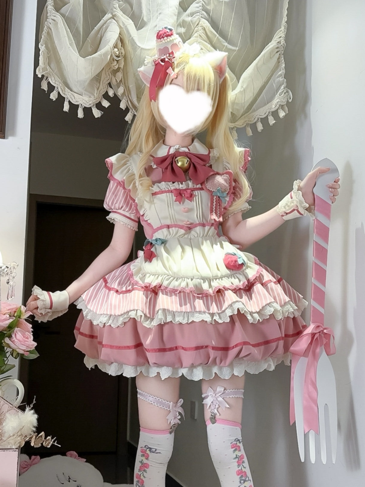 Berry Bubble Blossom Sweet Maid Lolita OP & Apron Set
