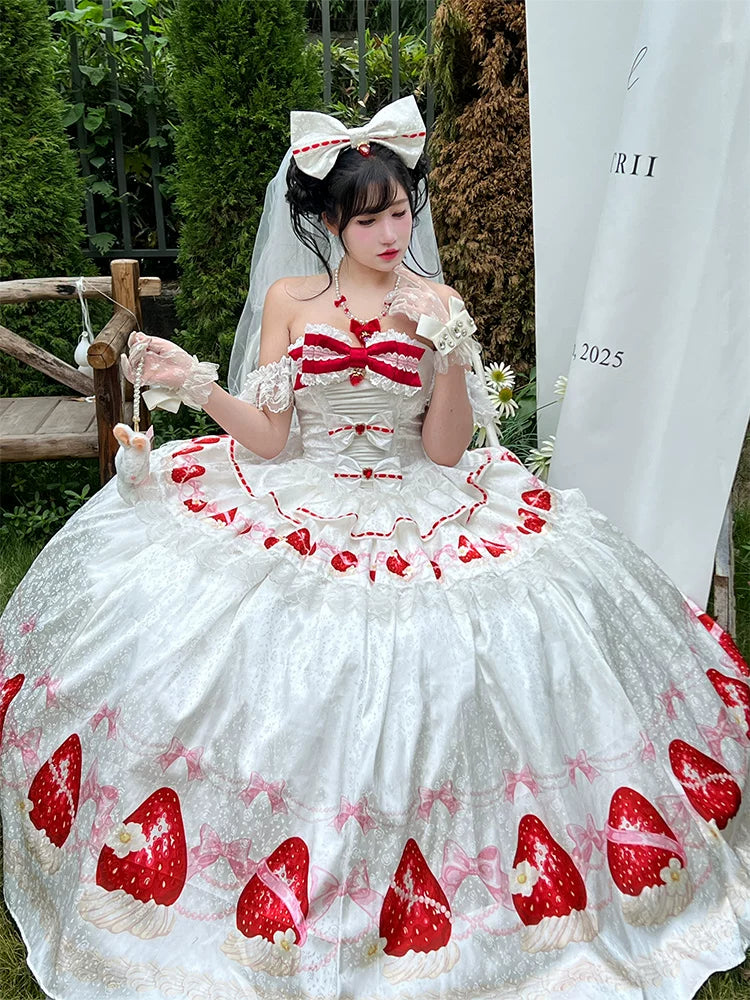 Women's Strawberry Print Ceremonial Mini Dress