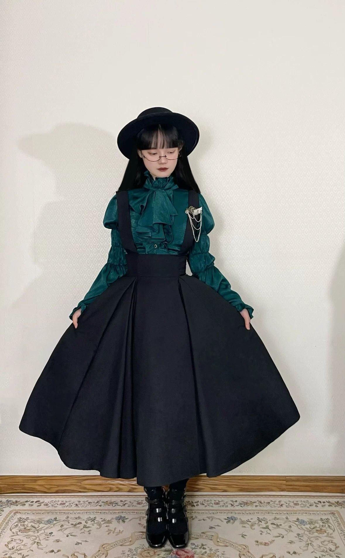 Black Iris Lolita High Waist Suspender Skirt Short Long Classic Gothic
