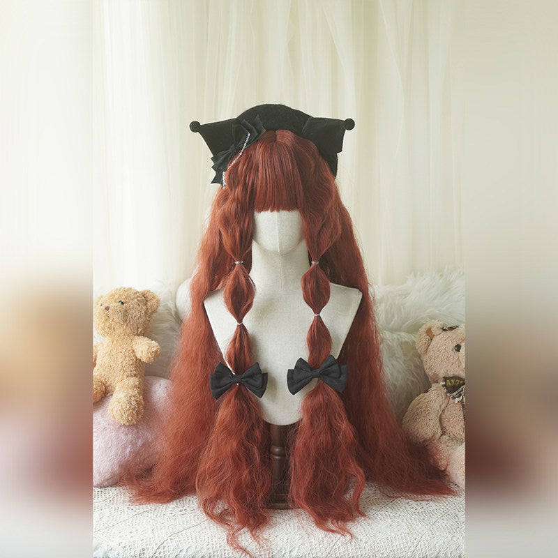 Lolita Full Bangs Long Voluminous Curly Wig in Warm Colorways