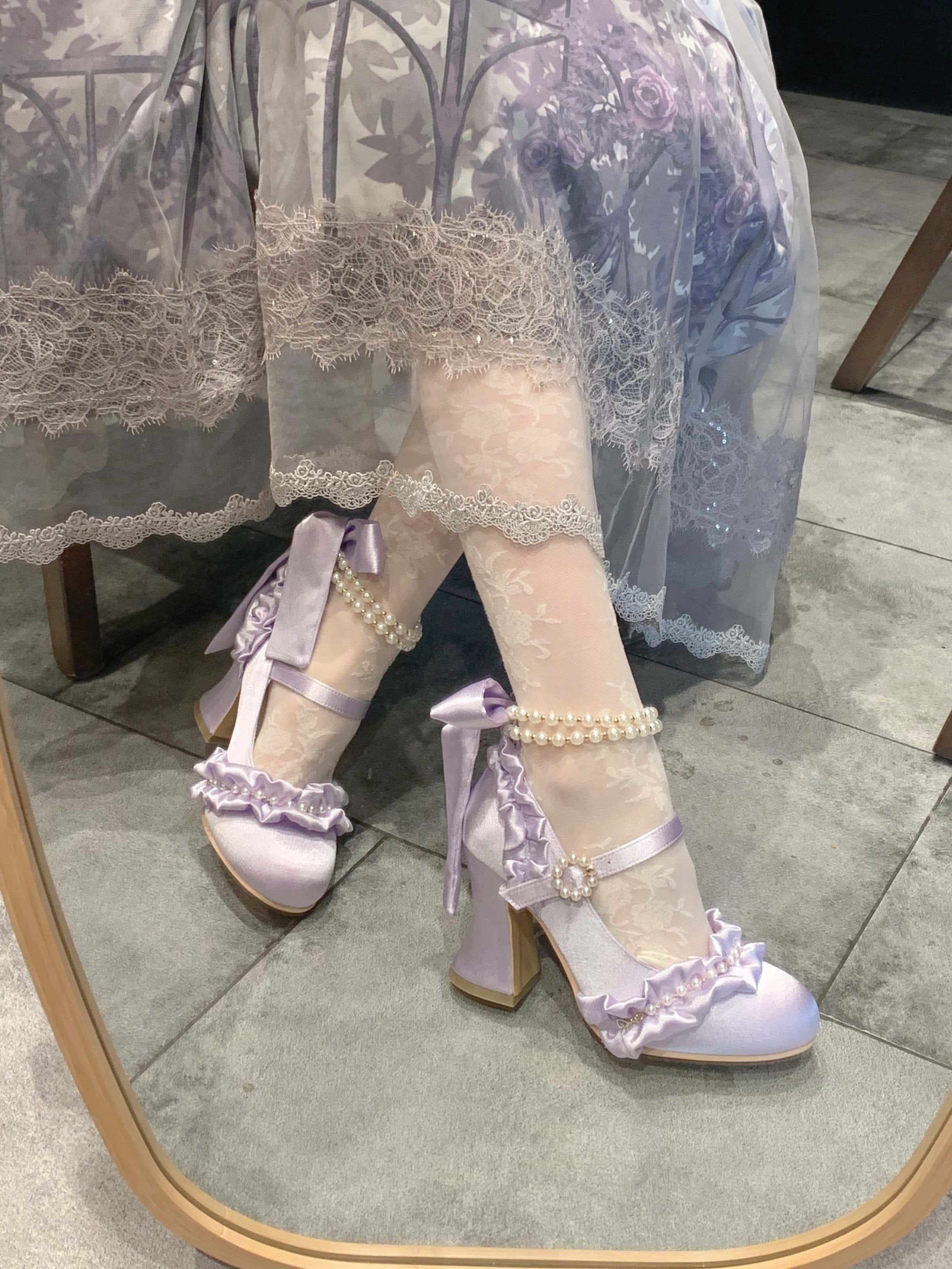 Ribbon Hymn 1.0 Lolita Vintage Heavy Craft Bridal Heels