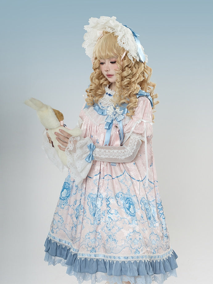 Linglong Porcelain Lolita Classic Printed Dress