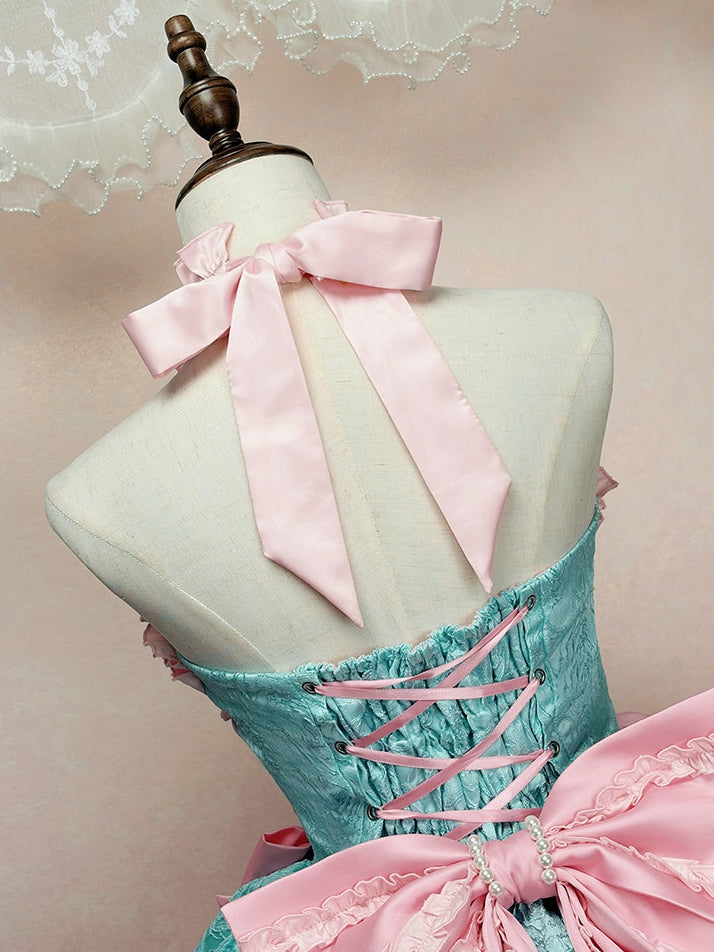 Sweet Petals Lolita Pink & Green Halter Dress