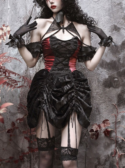 Lolita Gothic Spiderweb Lace-Up Dress LG1045