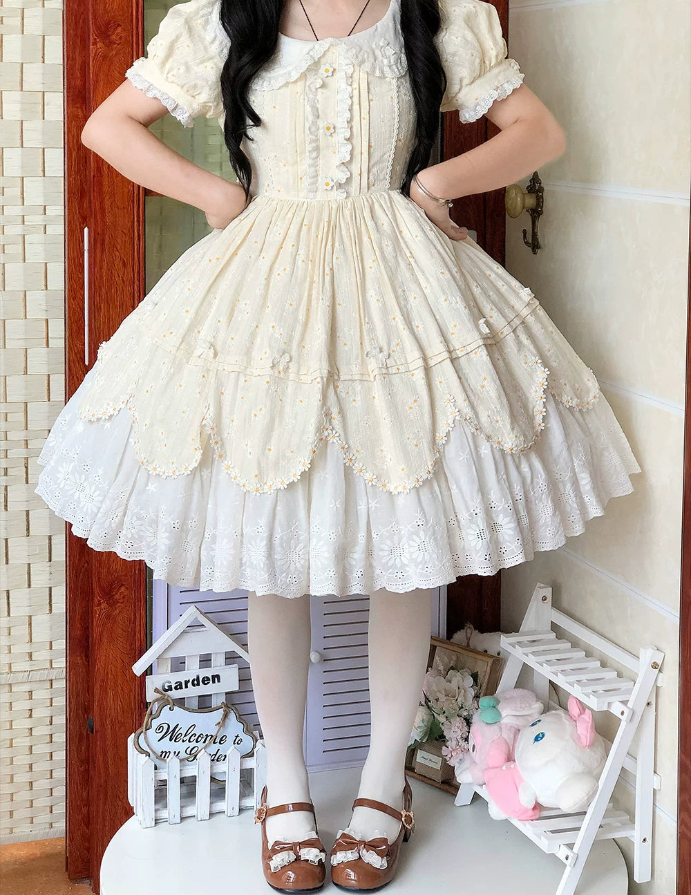 Little Gummy Sweet Lolita Lace Bow Mary Jane Mid Heel Shoes