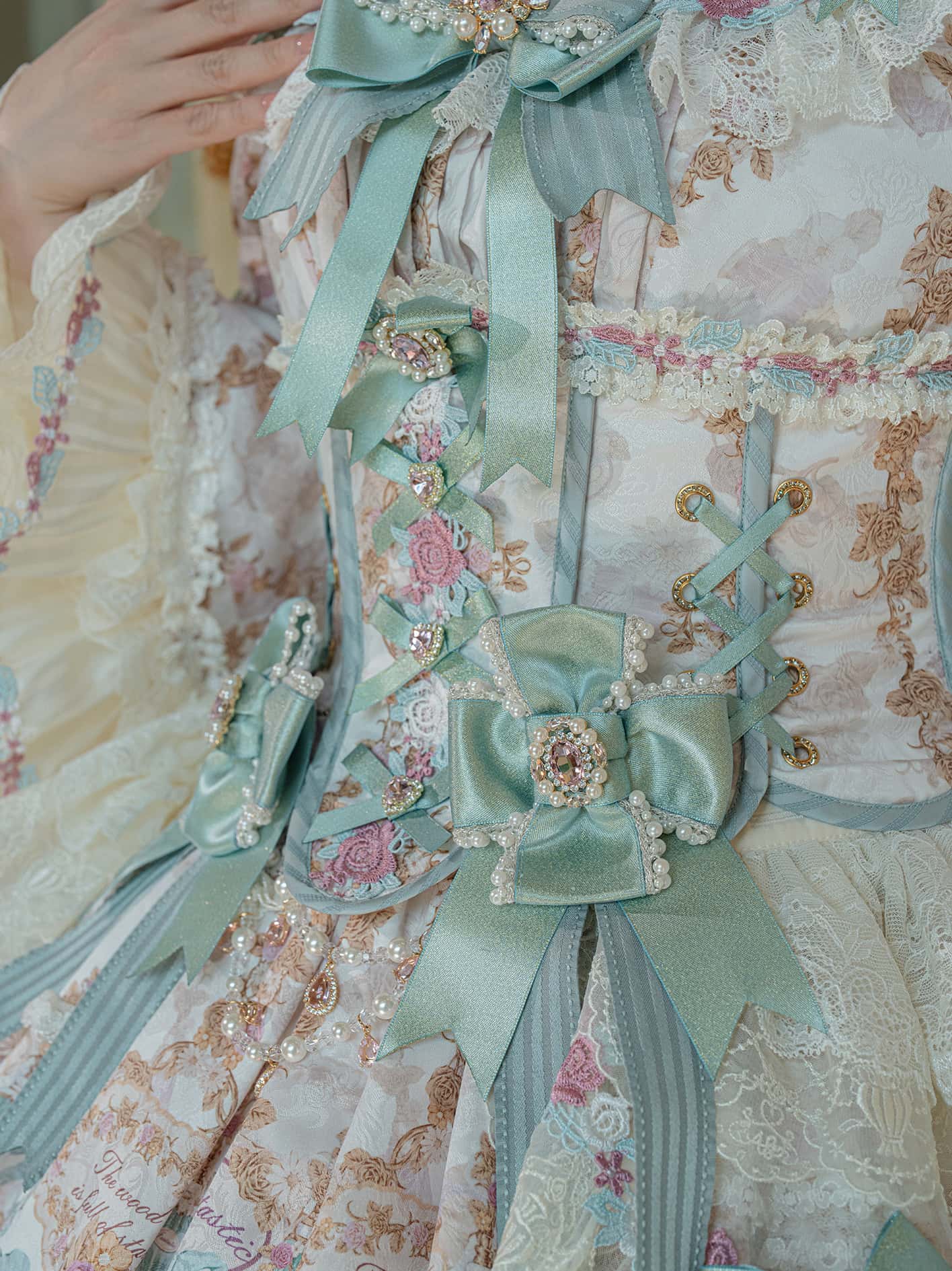 Antique Gem Fragrance Lolita Green Long Dress Set