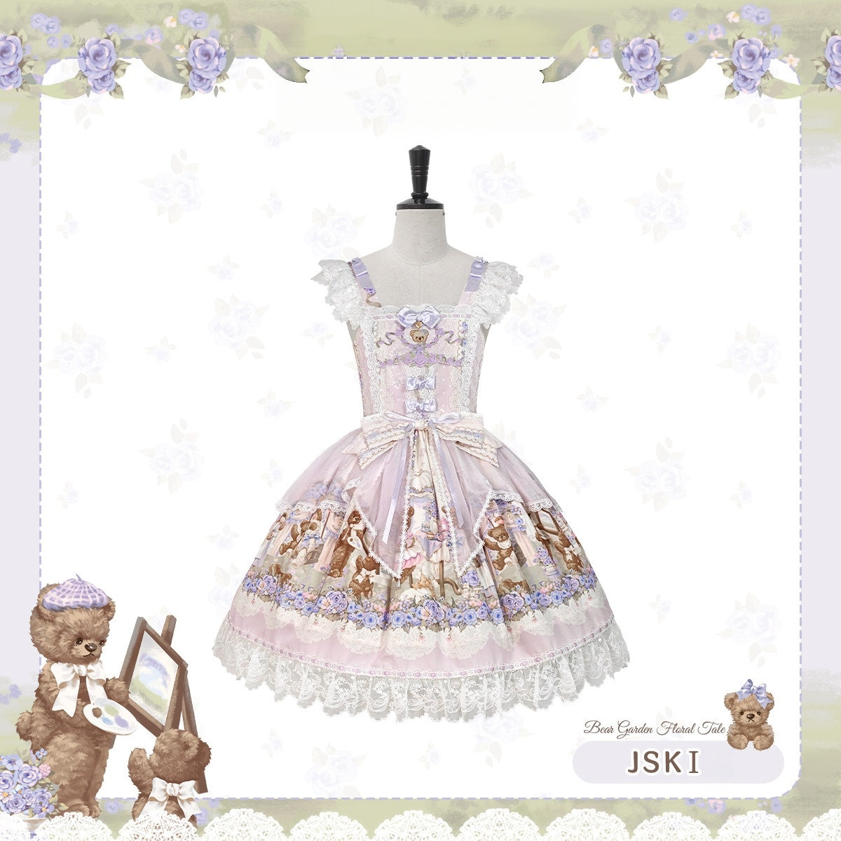 Bear‑Garden Floral Tale Sweet Printed Lolita JSK / OP Dress