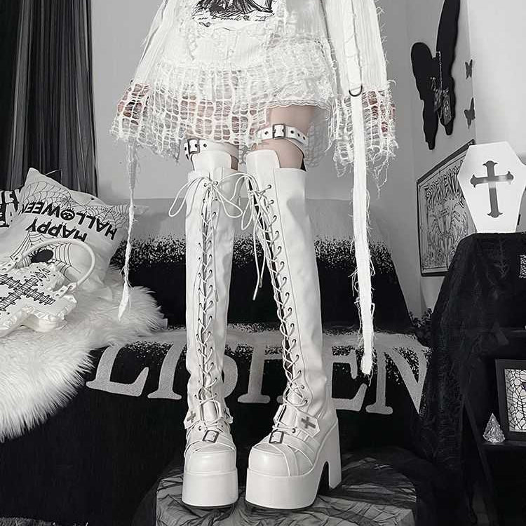 Lolita Gothic Punk Goth Platform Over-the-Knee Boots LE5018
