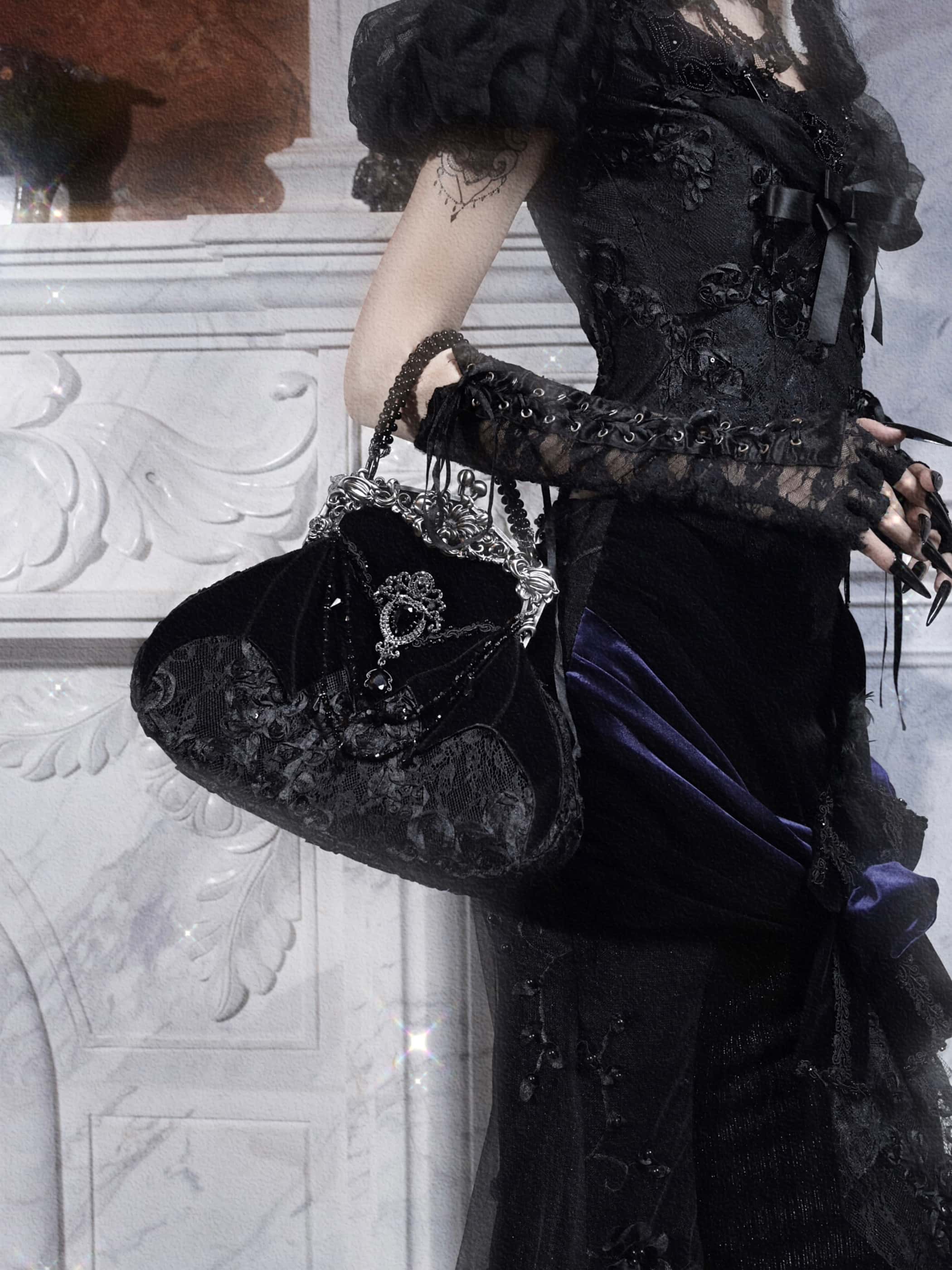 Mourning Day Gothic Rhinestone Handbag