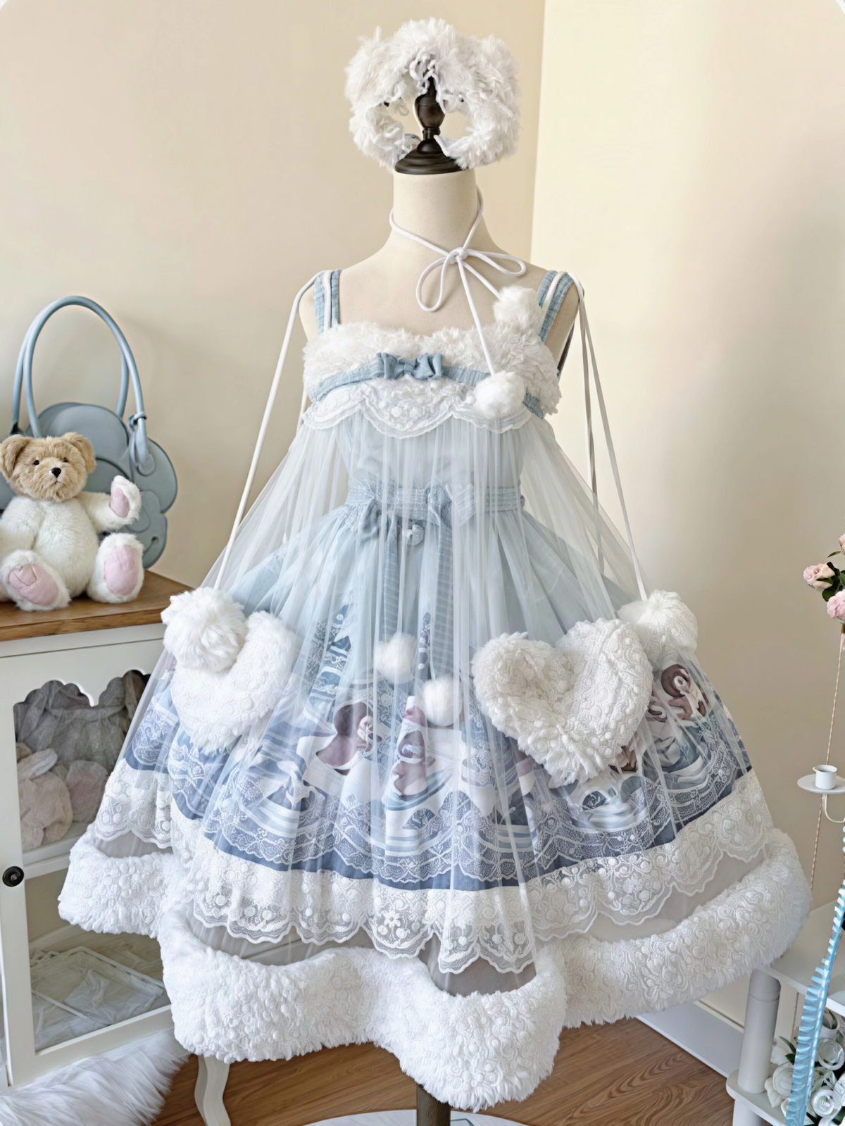 Penguin Snowball Cute Sweet Lolita Blue JSK Dress