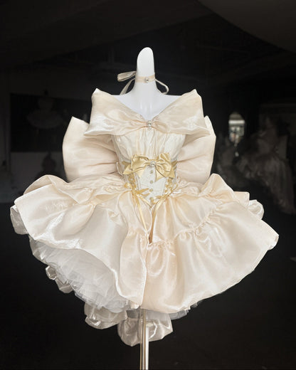 Lolita Elegant Golden Satin Princess Dress LC1011