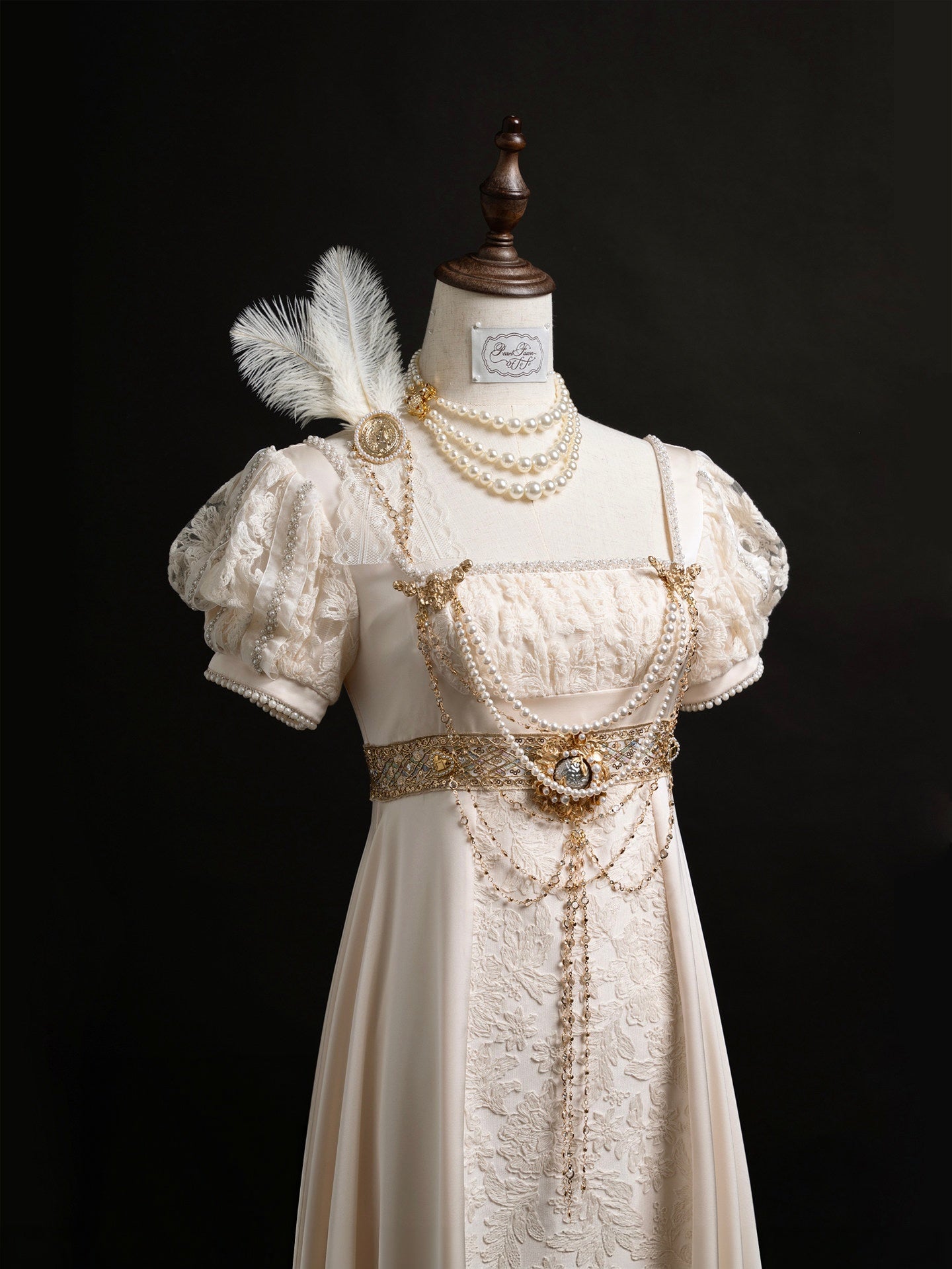 Austen Angel Wings Lolita Embossed Lace Satin Empire Dress