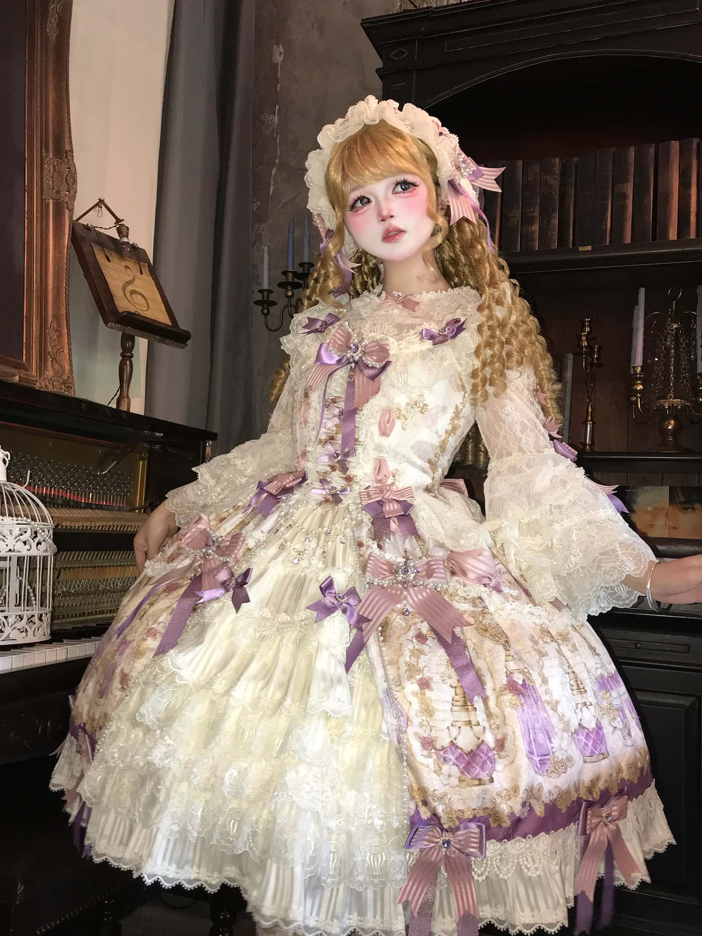Antique Gem Fragrance Lolita Purple JSK Dress Set