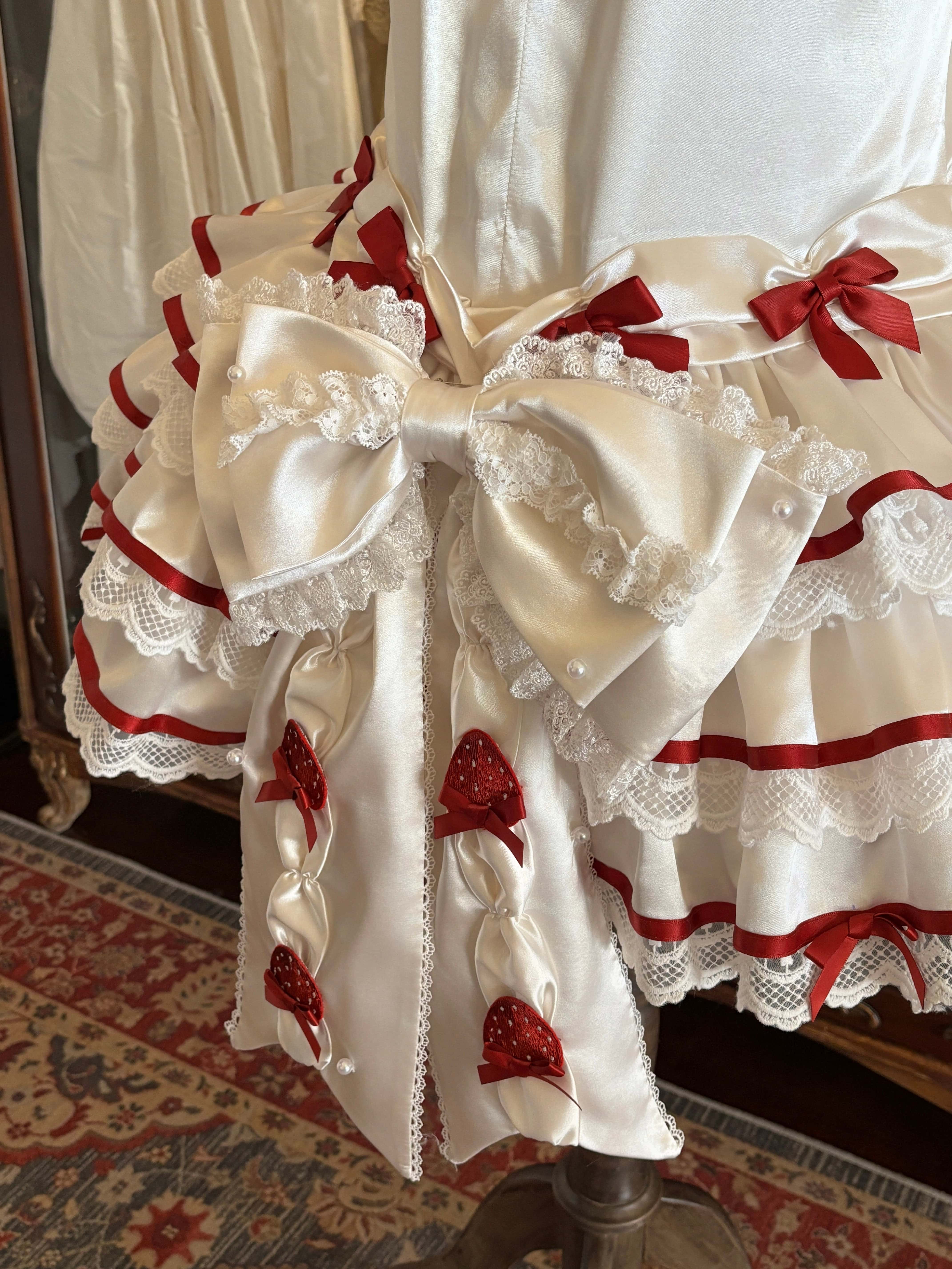 Paria Cream Strawberry Satin Lolita OP Dress
