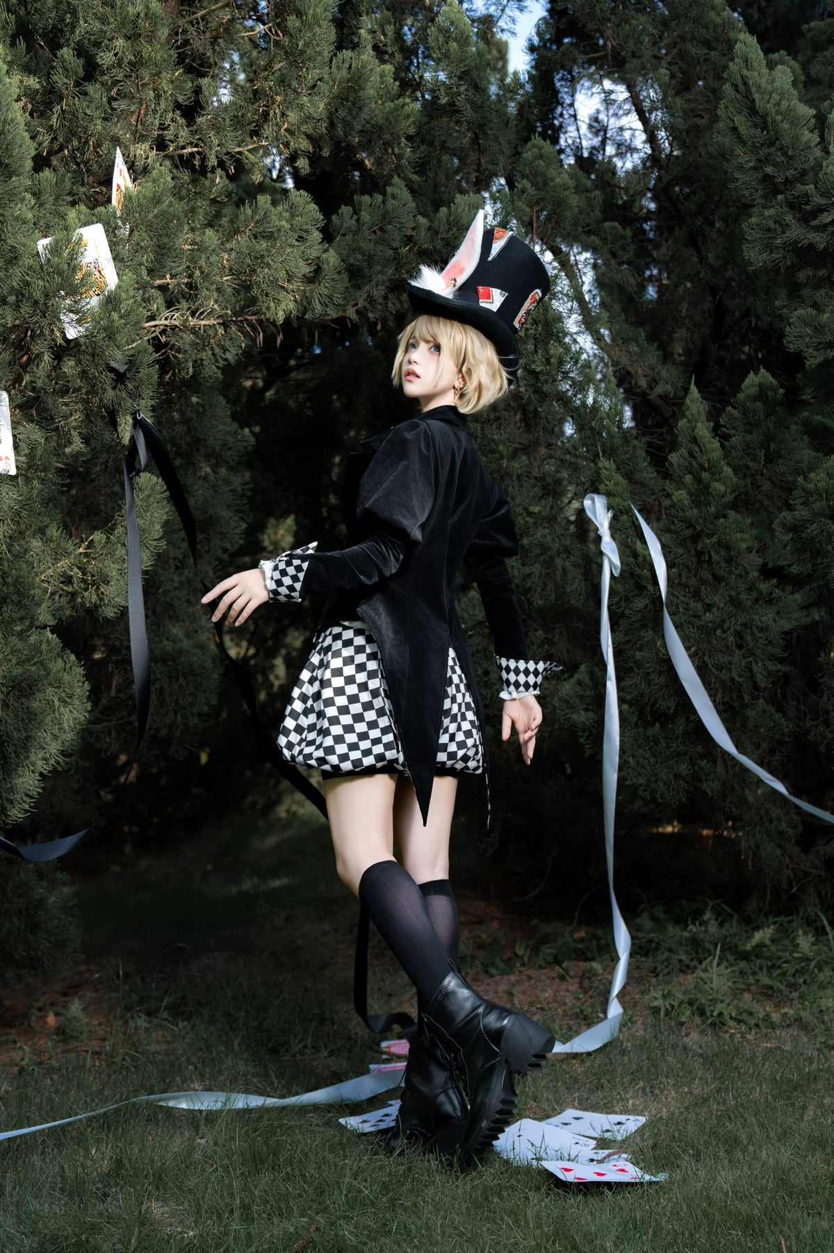 Alice Mr Rabbit Black Velvet Playing Card Ouji Lolita Jacket