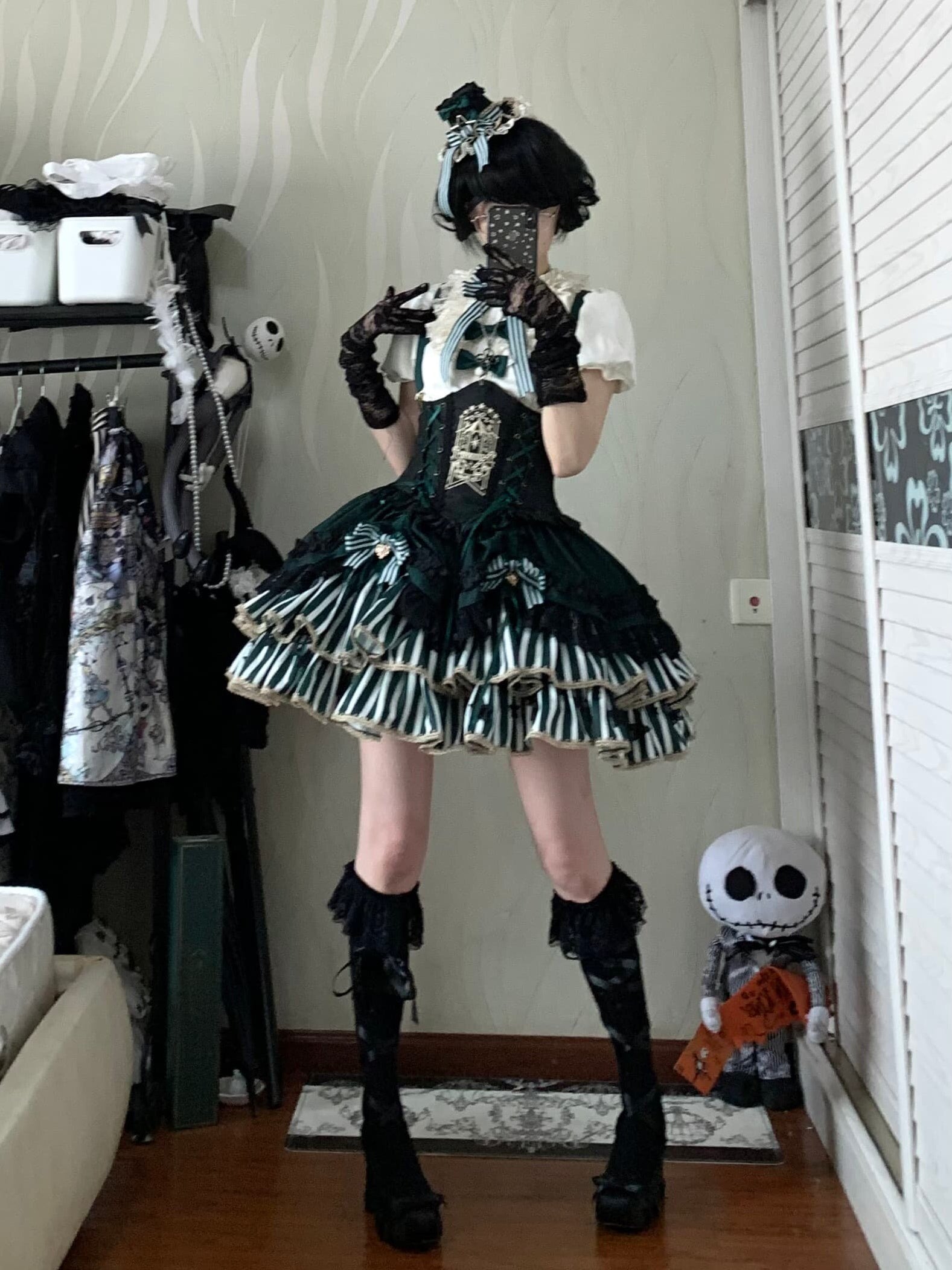 Star Track Academy Lolita Gothic Green Dress Set
