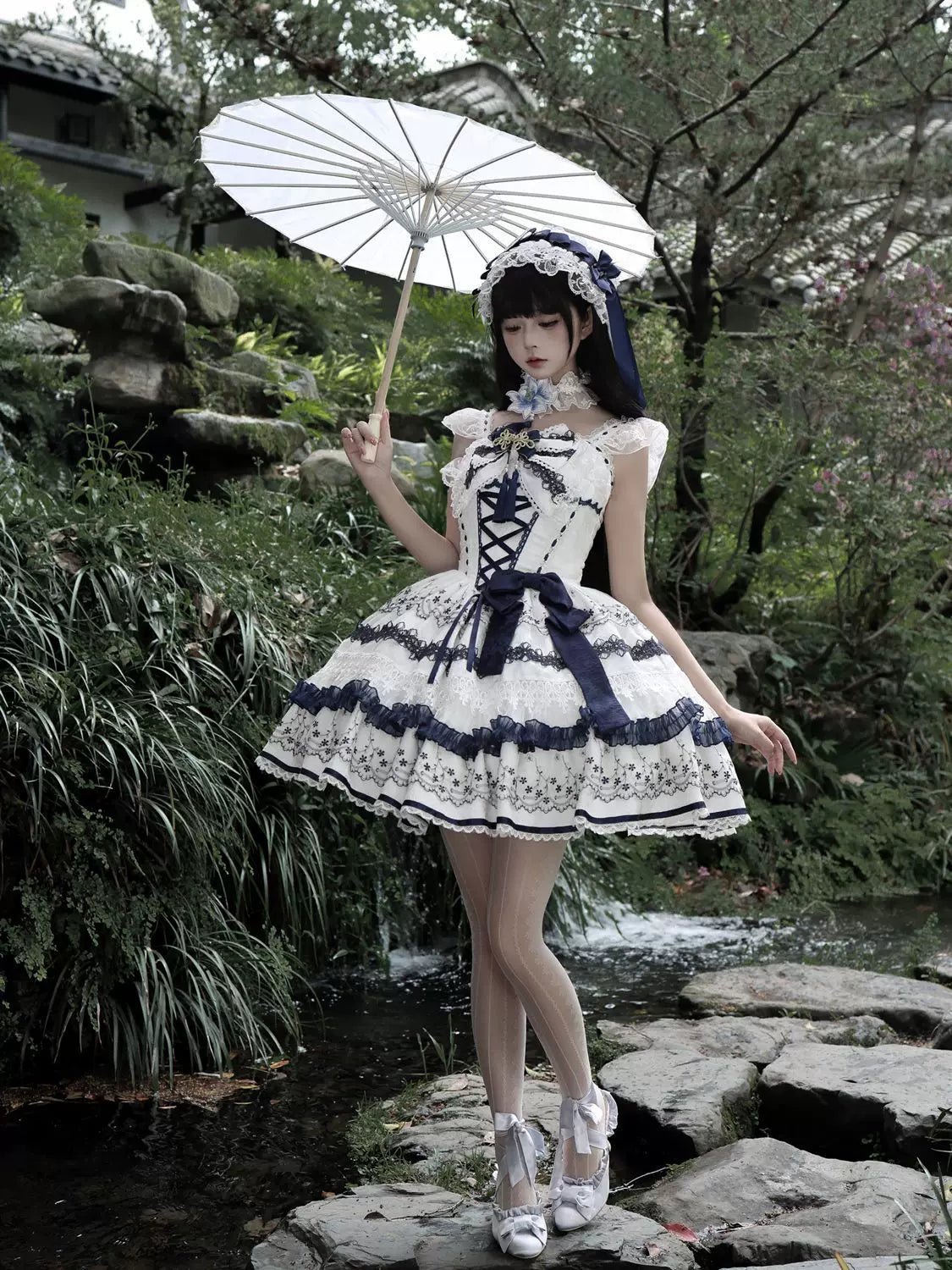 Qingyuan Fu Blue Porcelain Sweet Lolita JSK Suspender Dress