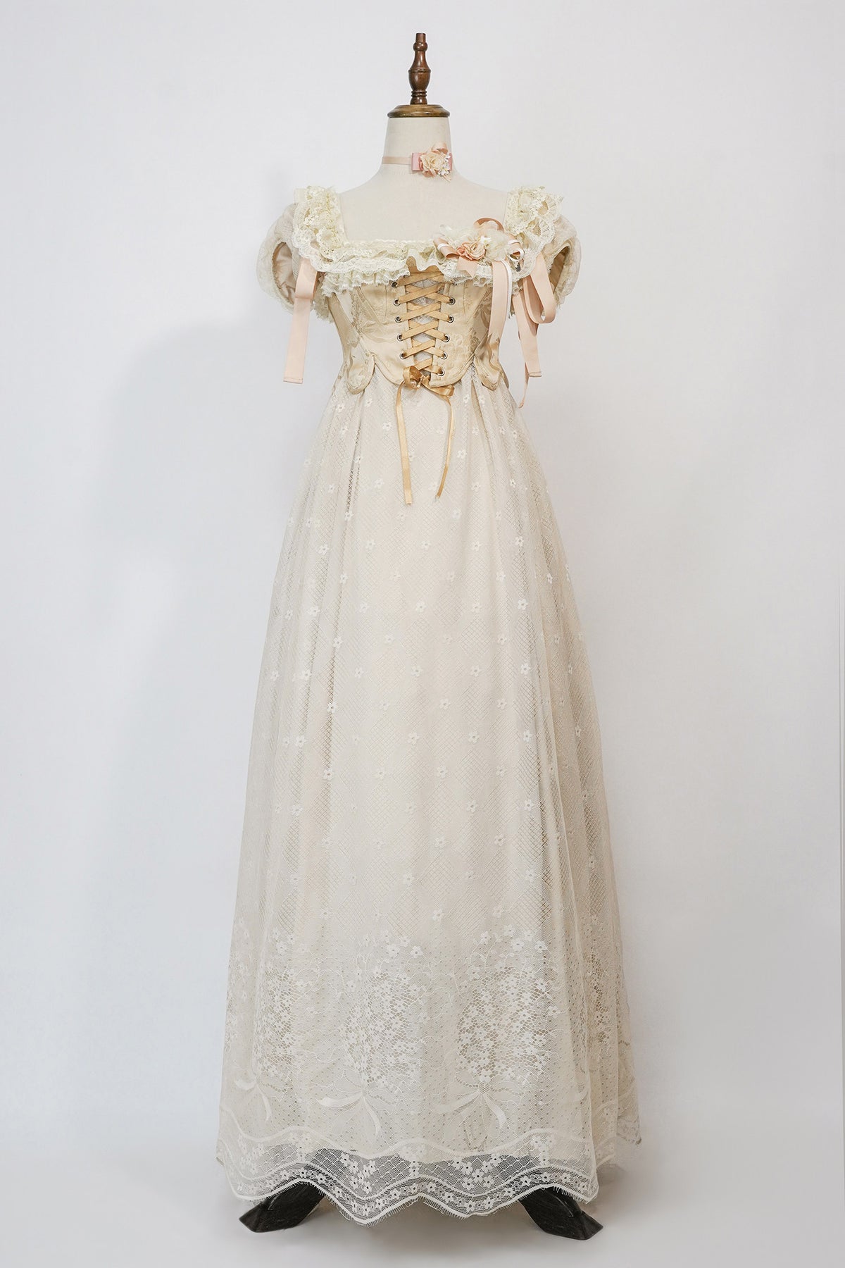 Bathing in Light Cream Empire Waist Lolita OP Dress